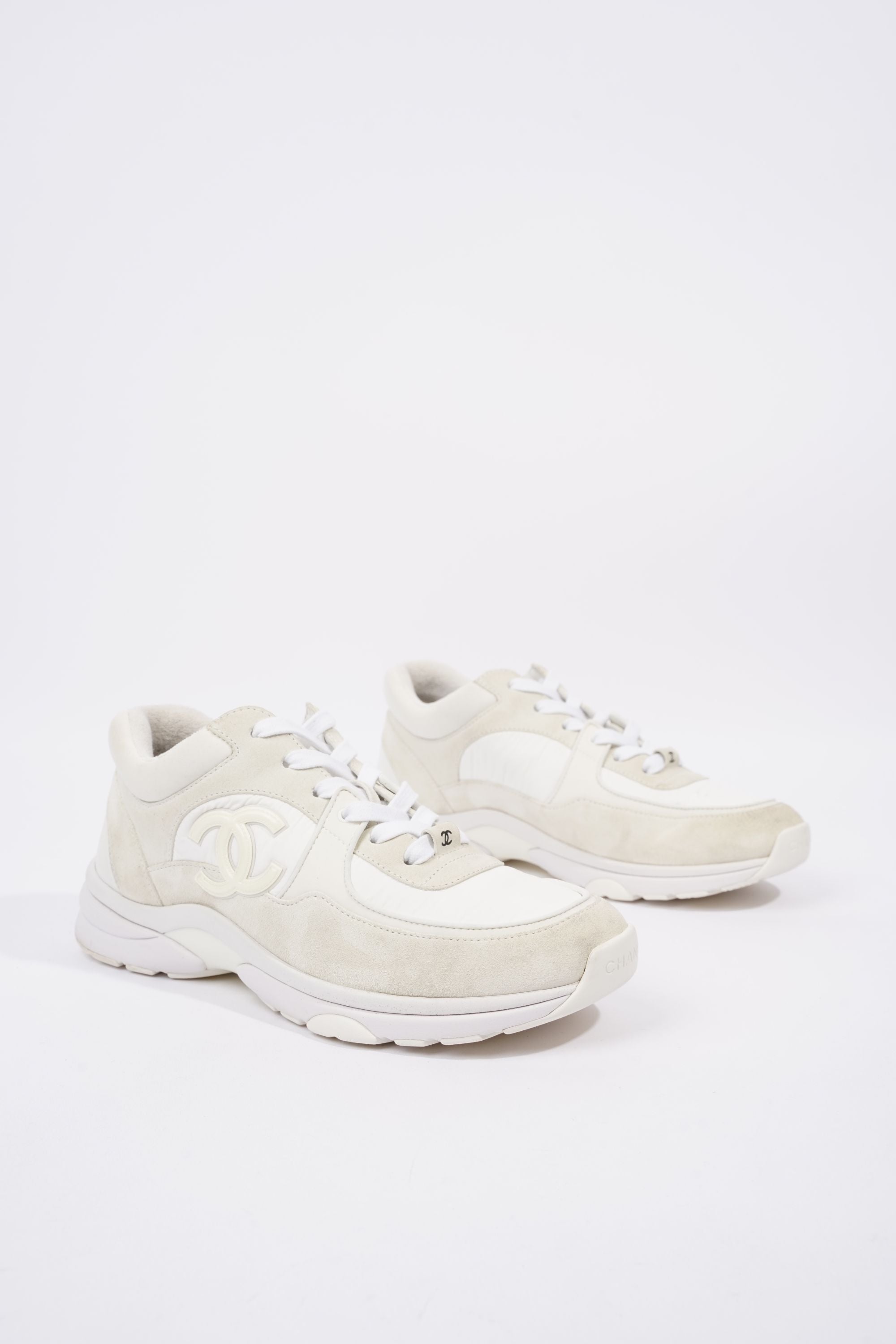 Chanel Womens CC Runners White / Cream EU 38.5 / UK 5.5