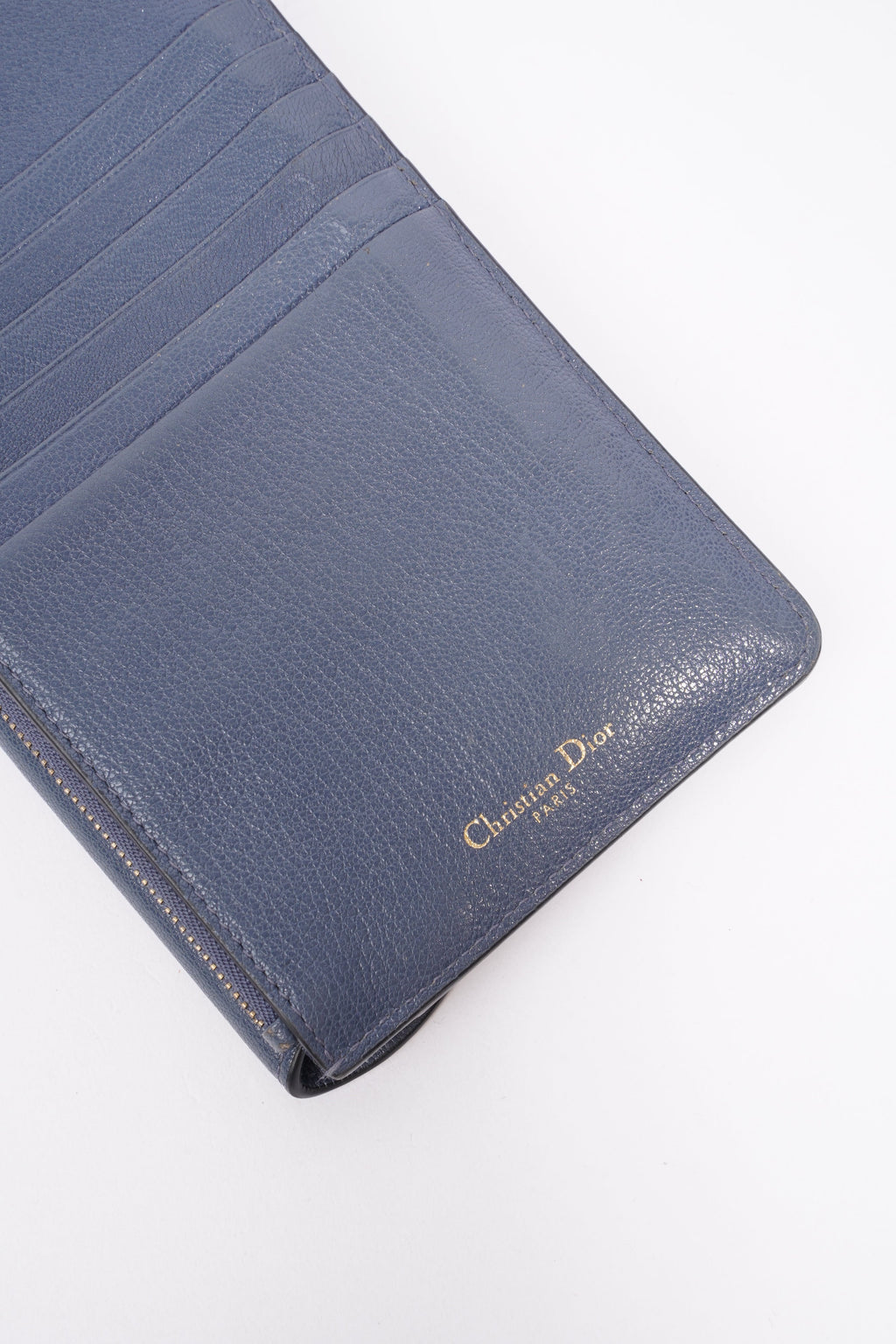 Christian Dior Womens Saddle Card Holder Blue Leather Long