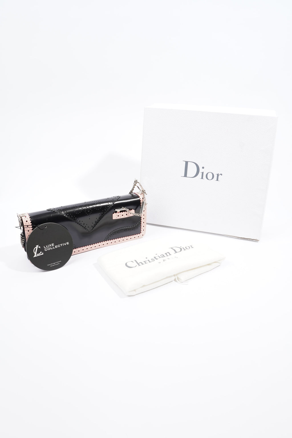 Christian Dior Womens D'Trick Brogue Bag Black / Pink Leather