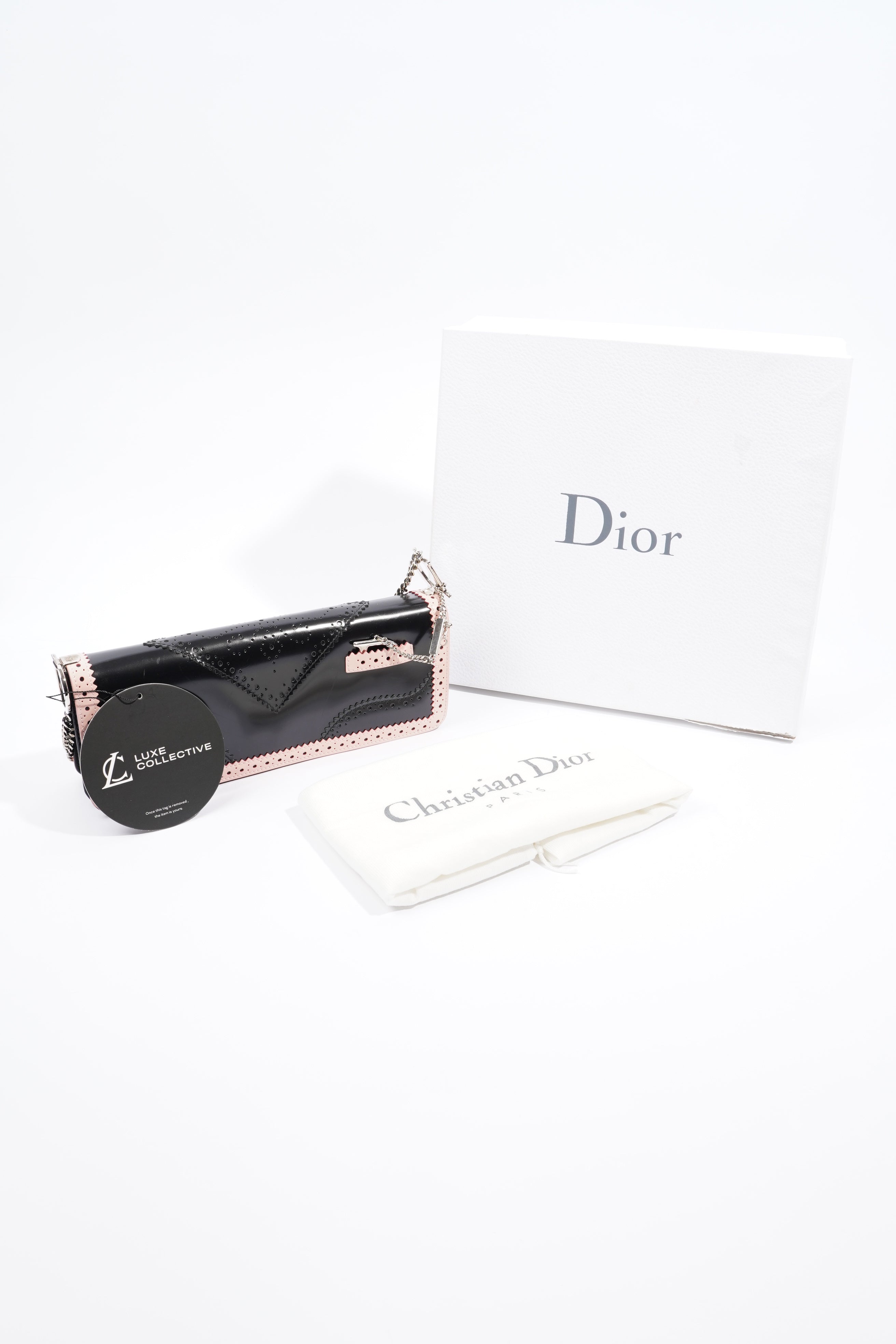 Christian Dior Womens D'Trick Brogue Bag Black / Pink Leather