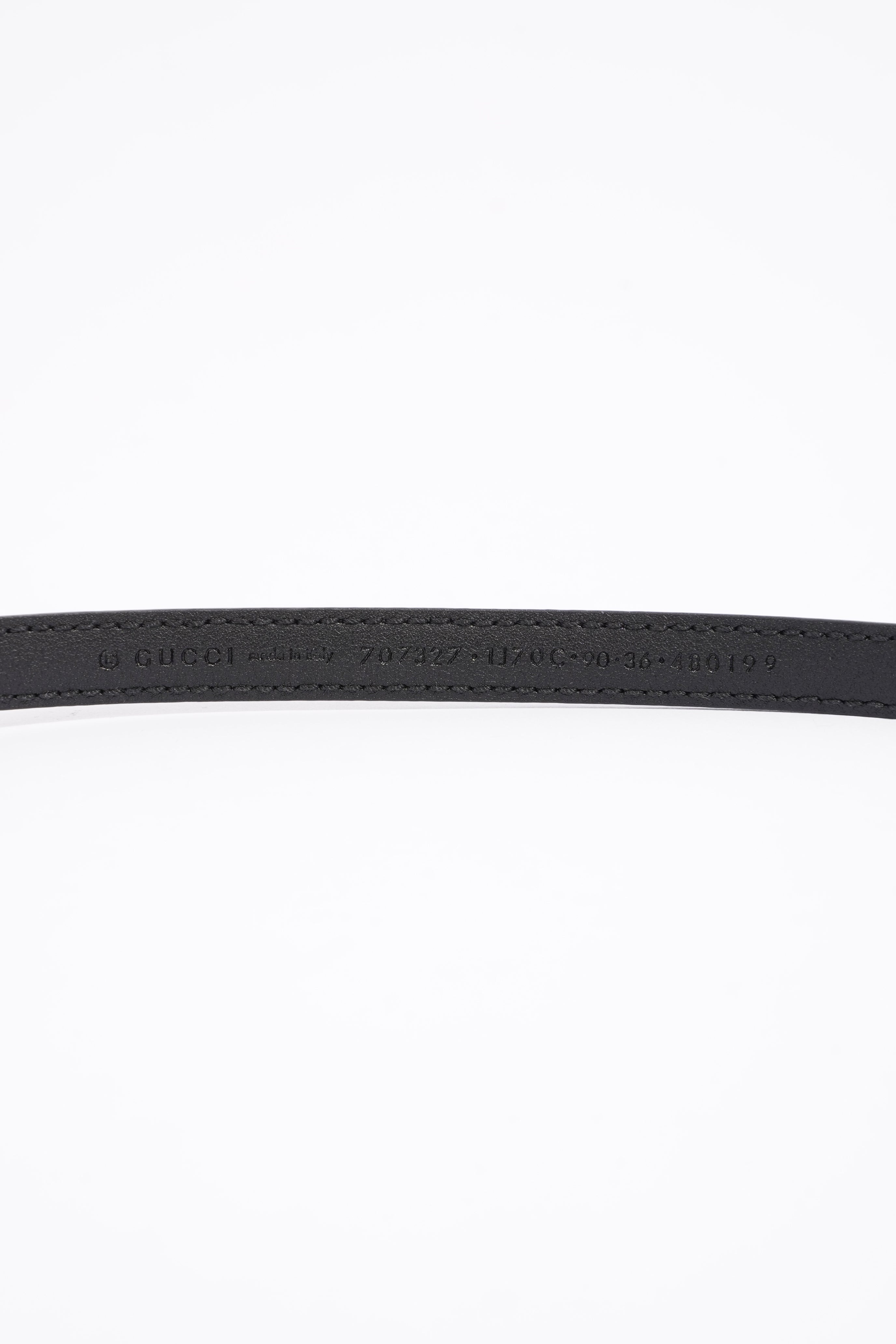 Gucci Womens Marmont Thin Belt Black Patent Leather 90cm - 36"