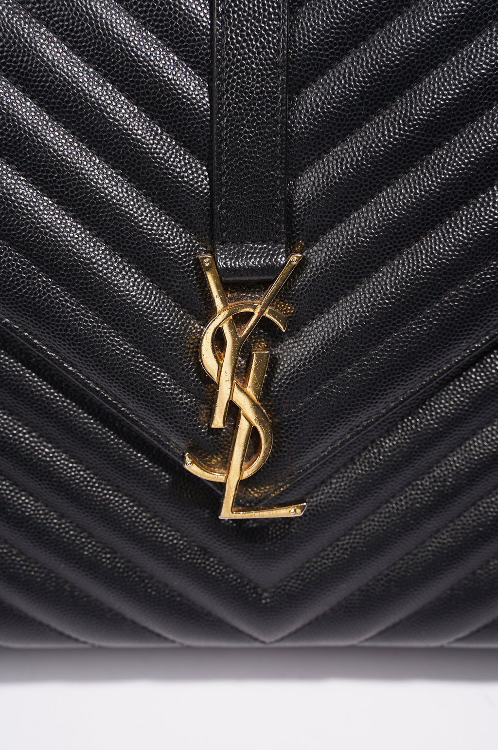 Saint Laurent Womens Envelope Bag Black Leather Large