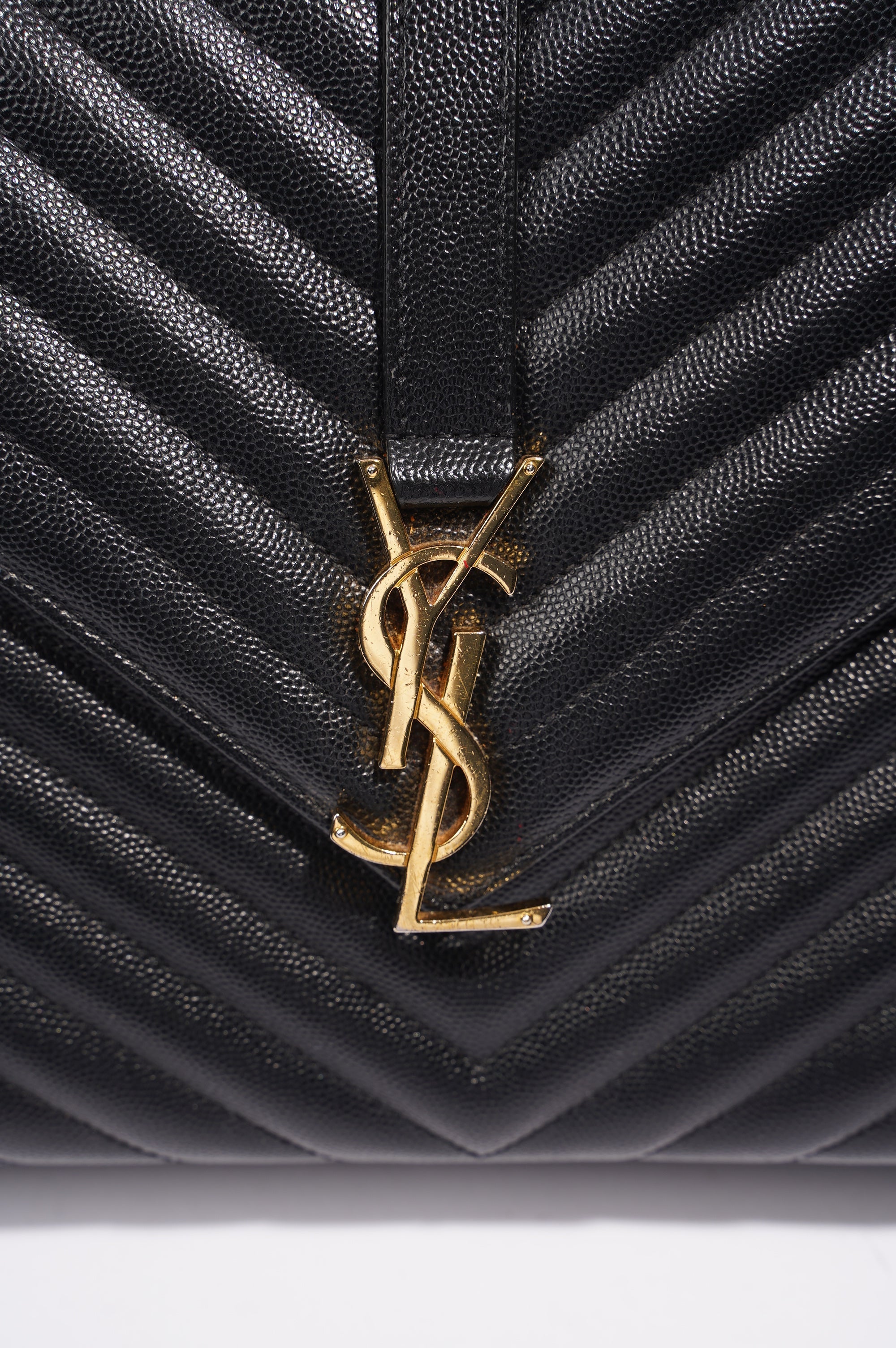 Saint Laurent Womens Envelope Bag Black Leather Large