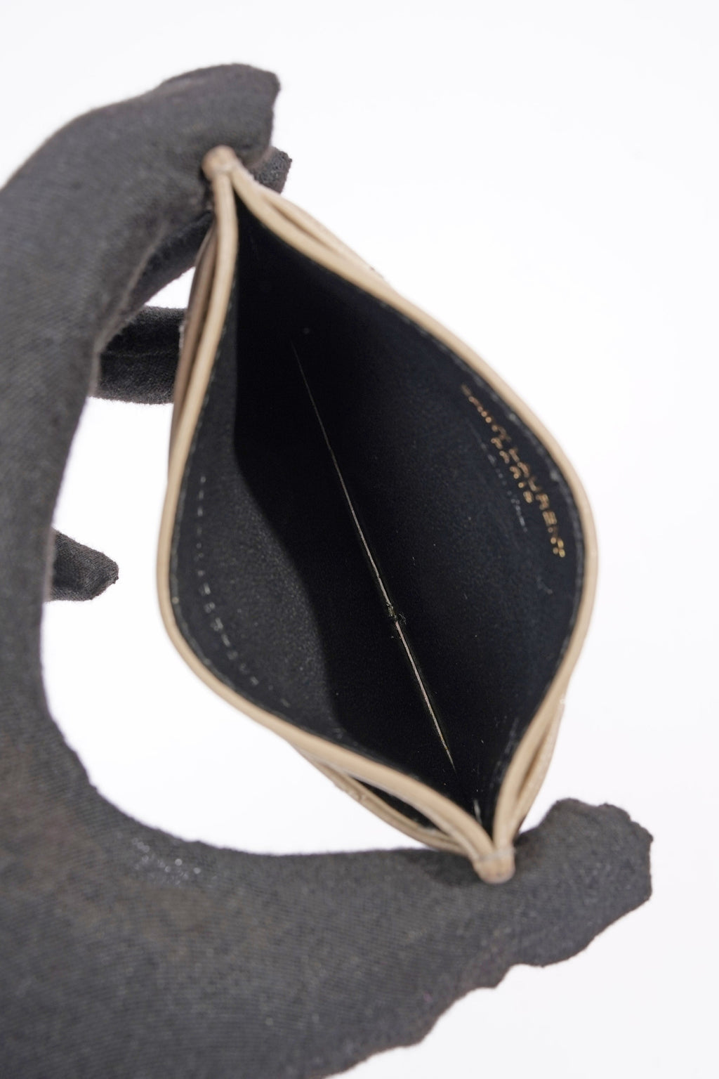 Saint Laurent Womens Card Holder Cream Leather
