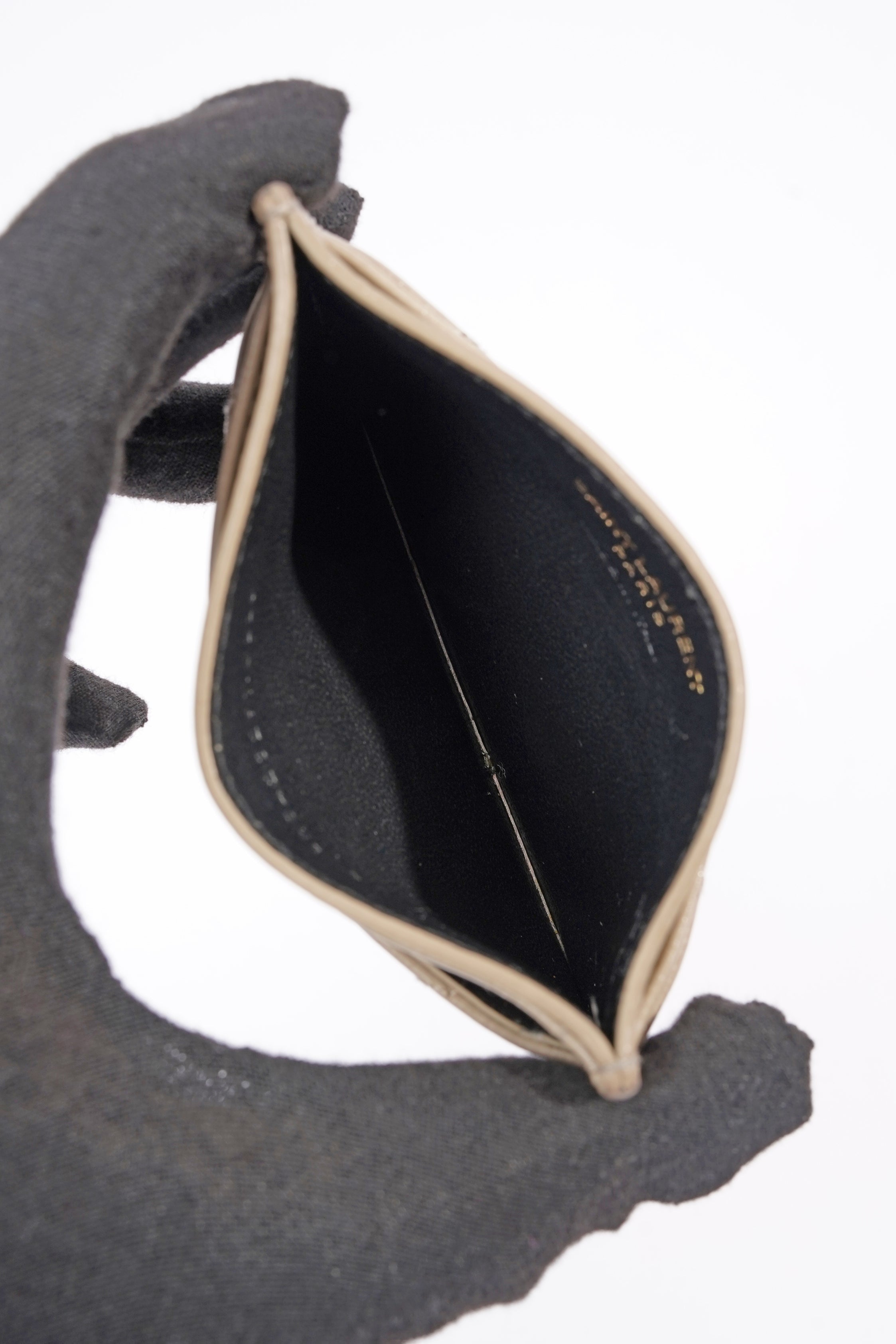 Saint Laurent Womens Card Holder Cream Leather