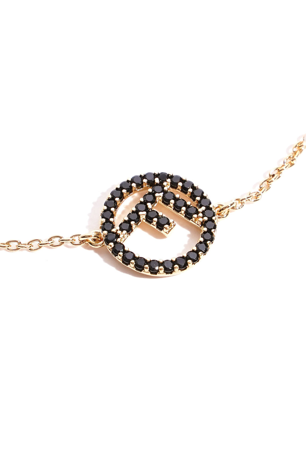 Fendi F Bracelet Golden Finish Metal / Rhinestones