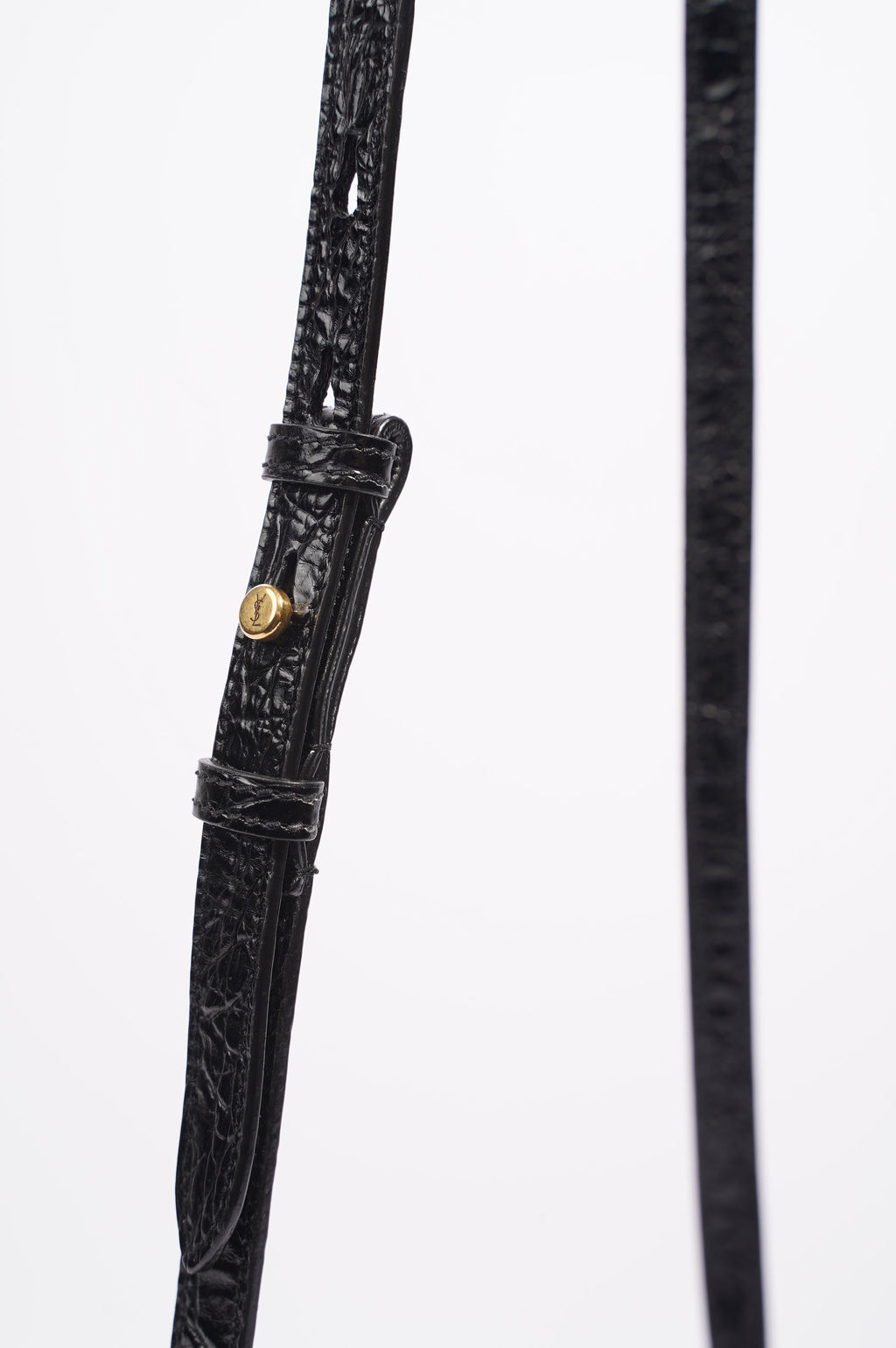 Saint Laurent Womens Kaia Small Satchel Black Croc Embossed
