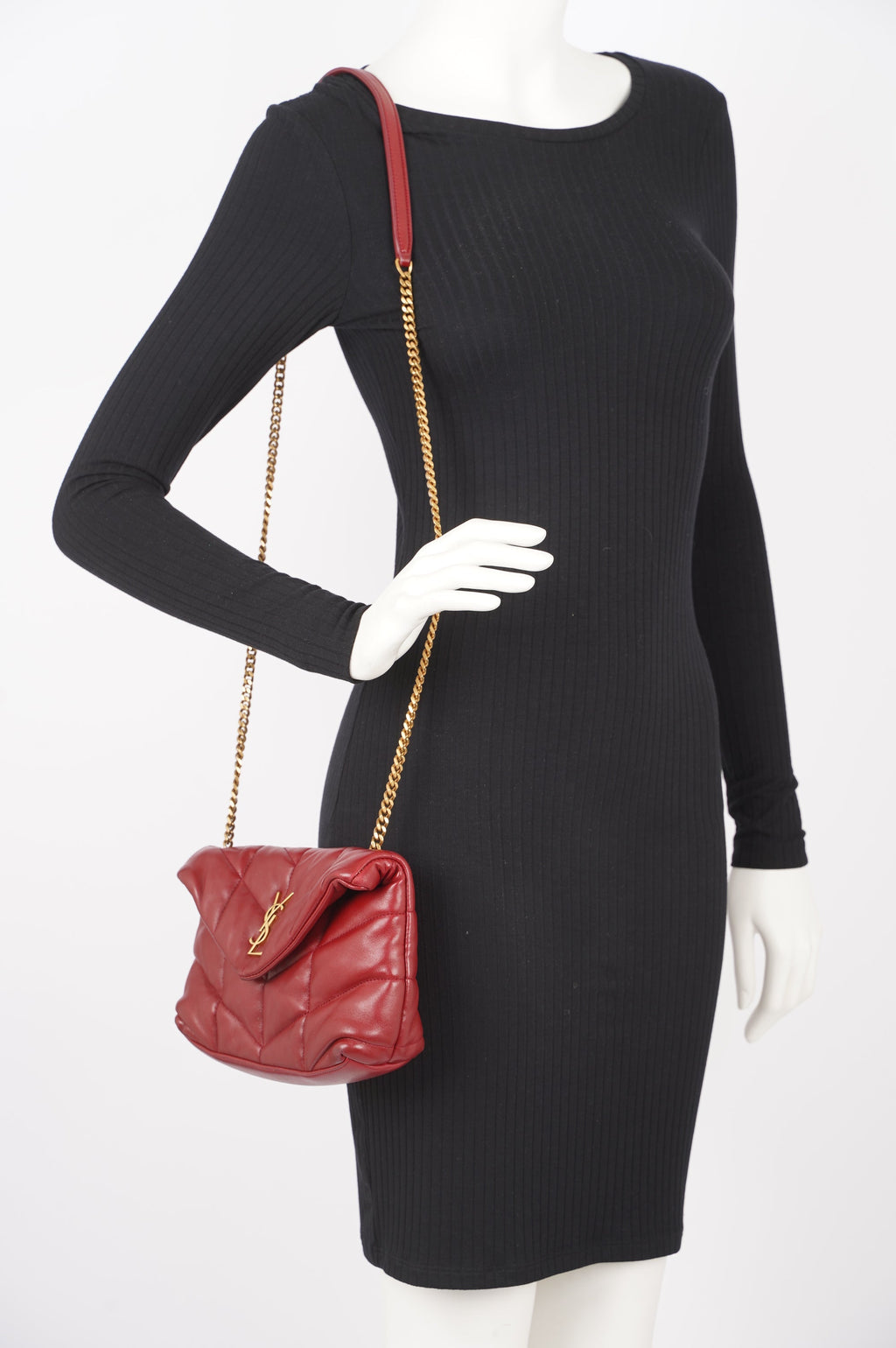 Saint Laurent Womens Lou Lou Puffer Red / Gold Toy