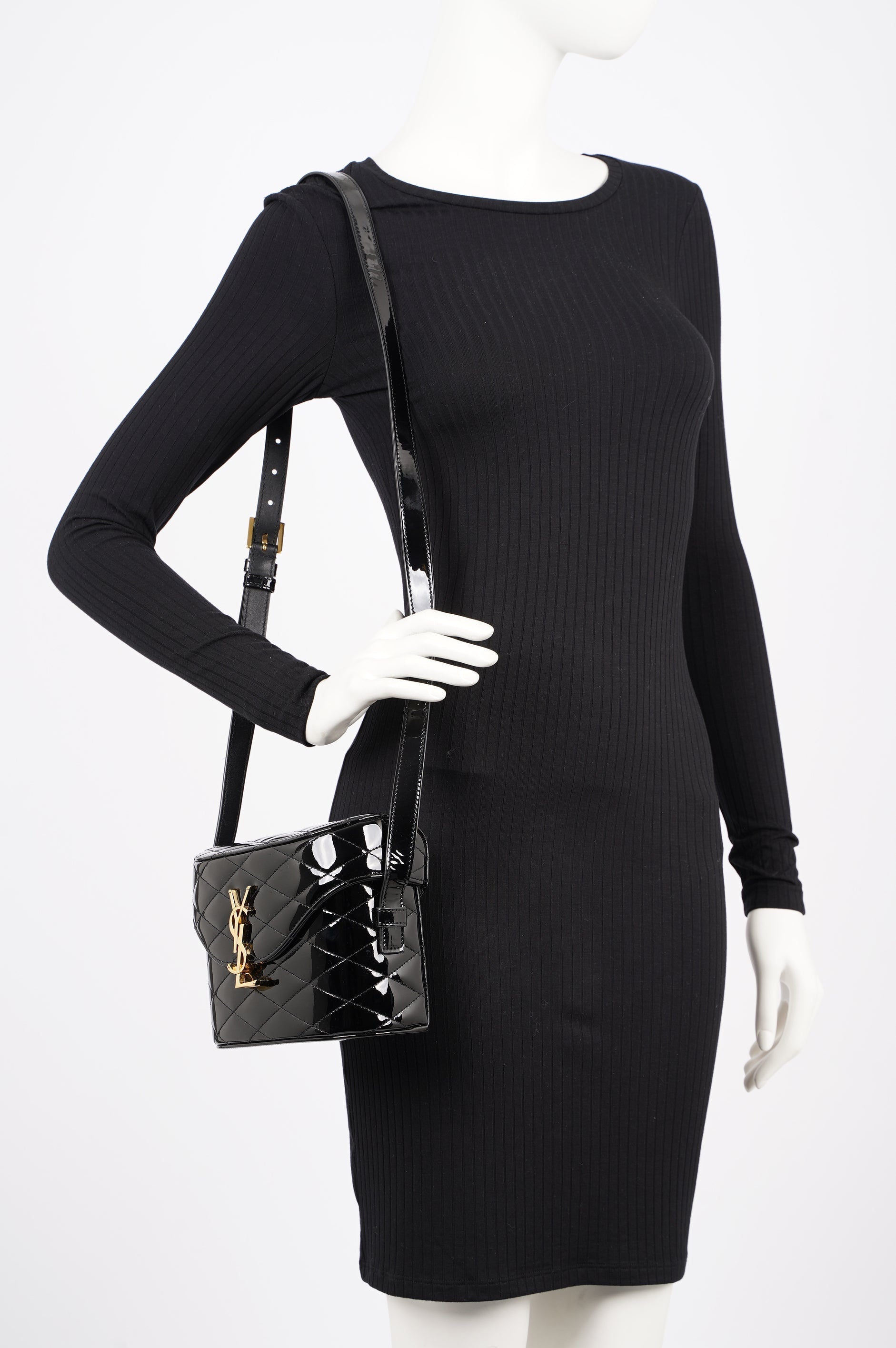 Saint Laurent Womens June Bag Patent Black