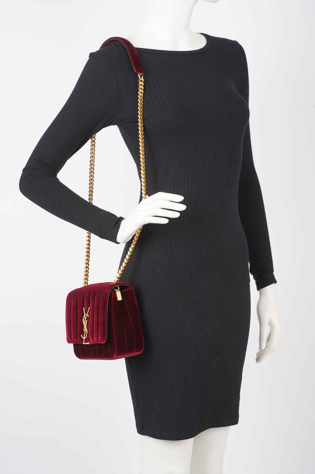 Saint Laurent Womens Vicky Bag Purple Velvet Small