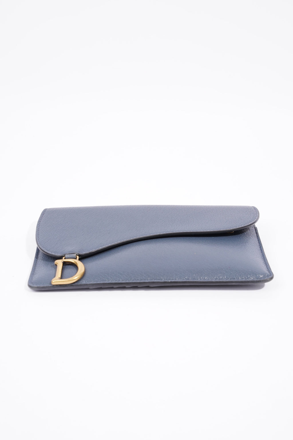 Christian Dior Womens Saddle Card Holder Blue Leather Long