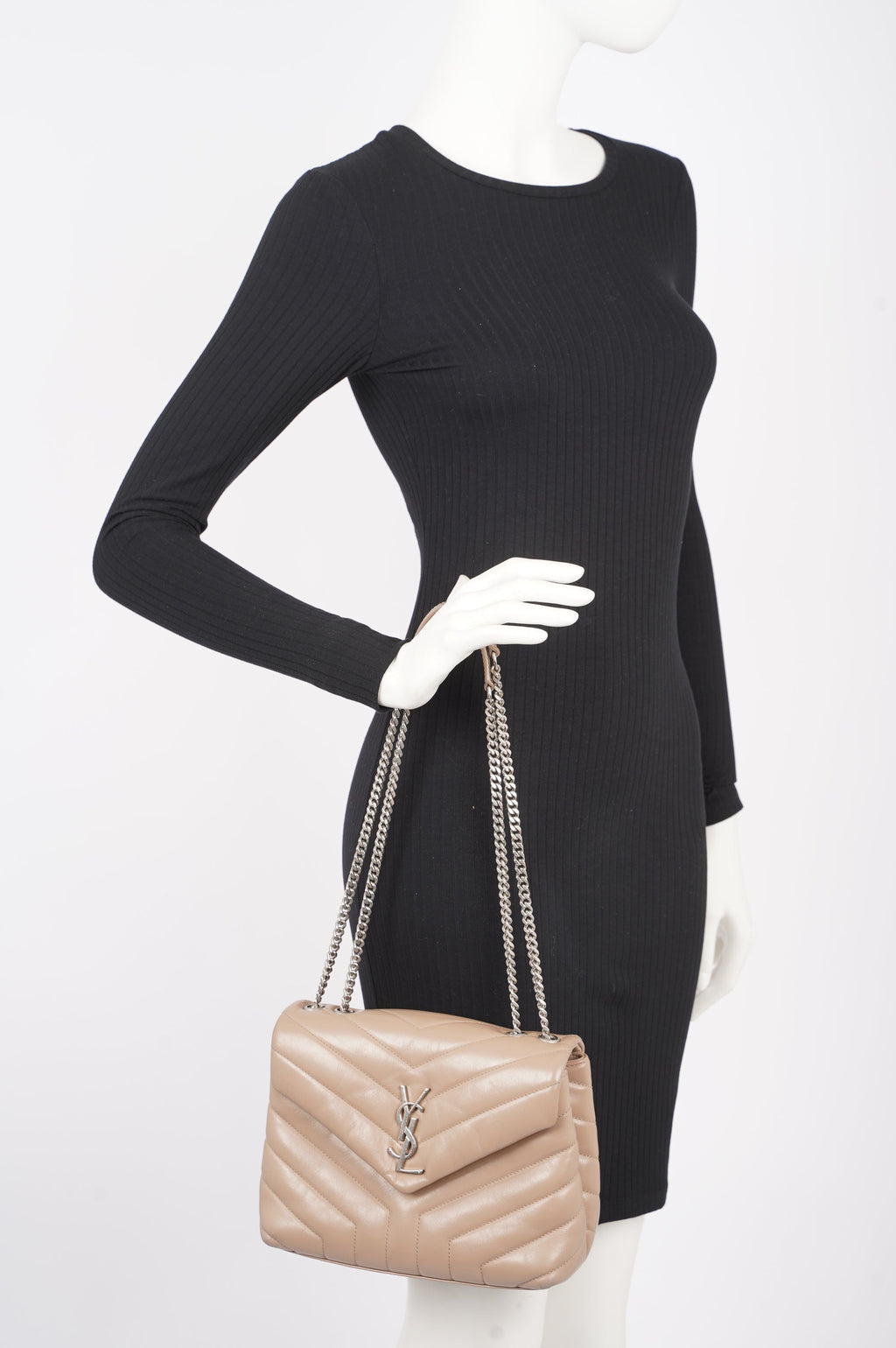 Saint Laurent Womens Lou Lou Dark Beige Small