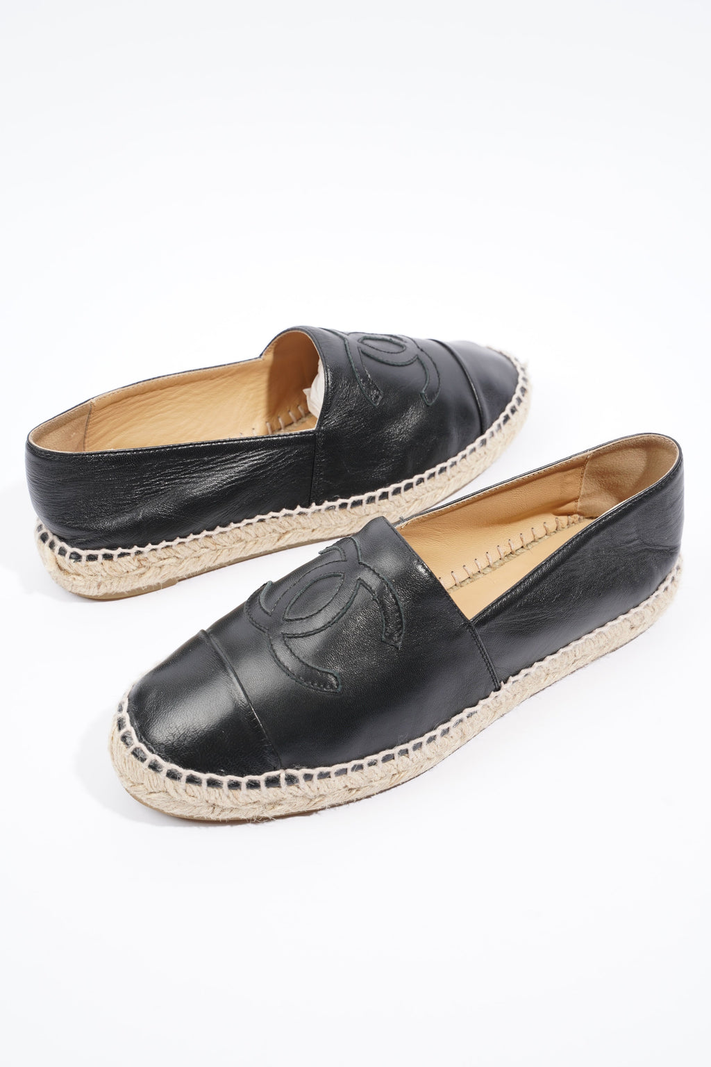 Chanel Espadrilles Black Leather EU 38 / UK 5