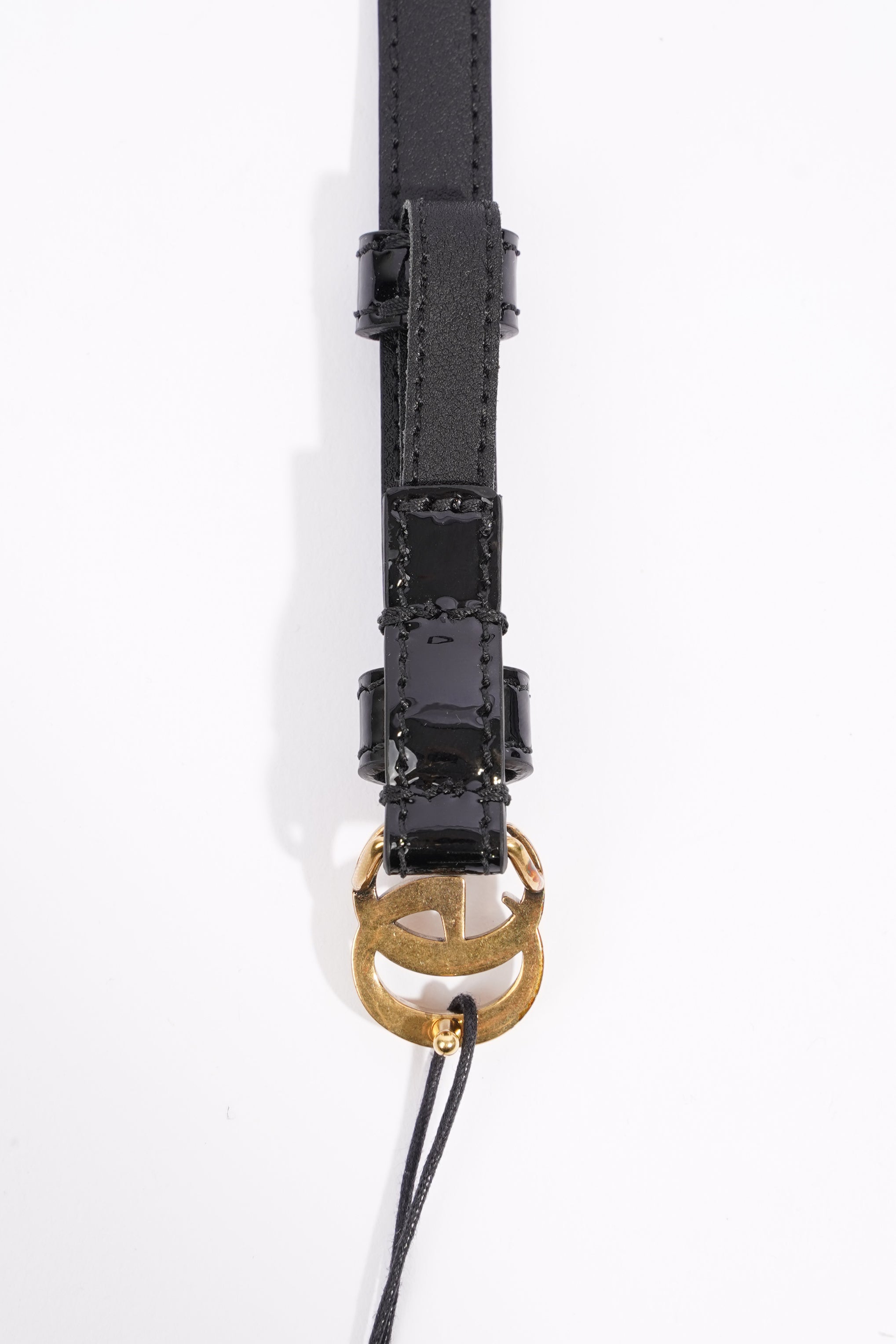 Gucci Womens Marmont Thin Belt Black Patent Leather 90cm - 36"