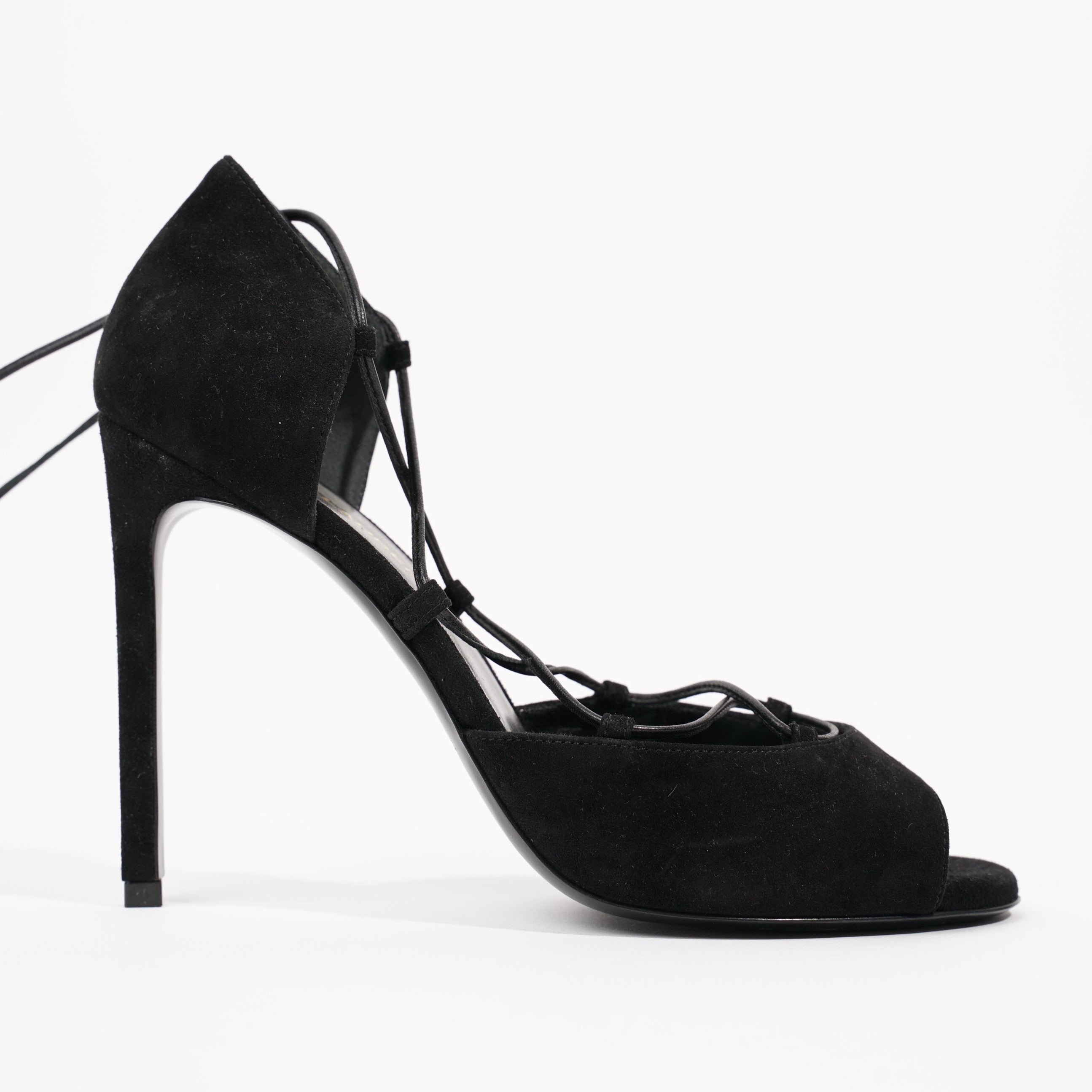 Saint Laurent Womens Strappy Heel Black EU 37 / UK 4