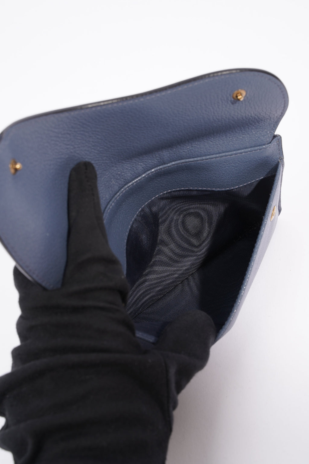 Christian Dior Womens Saddle Card Holder Blue Leather Long
