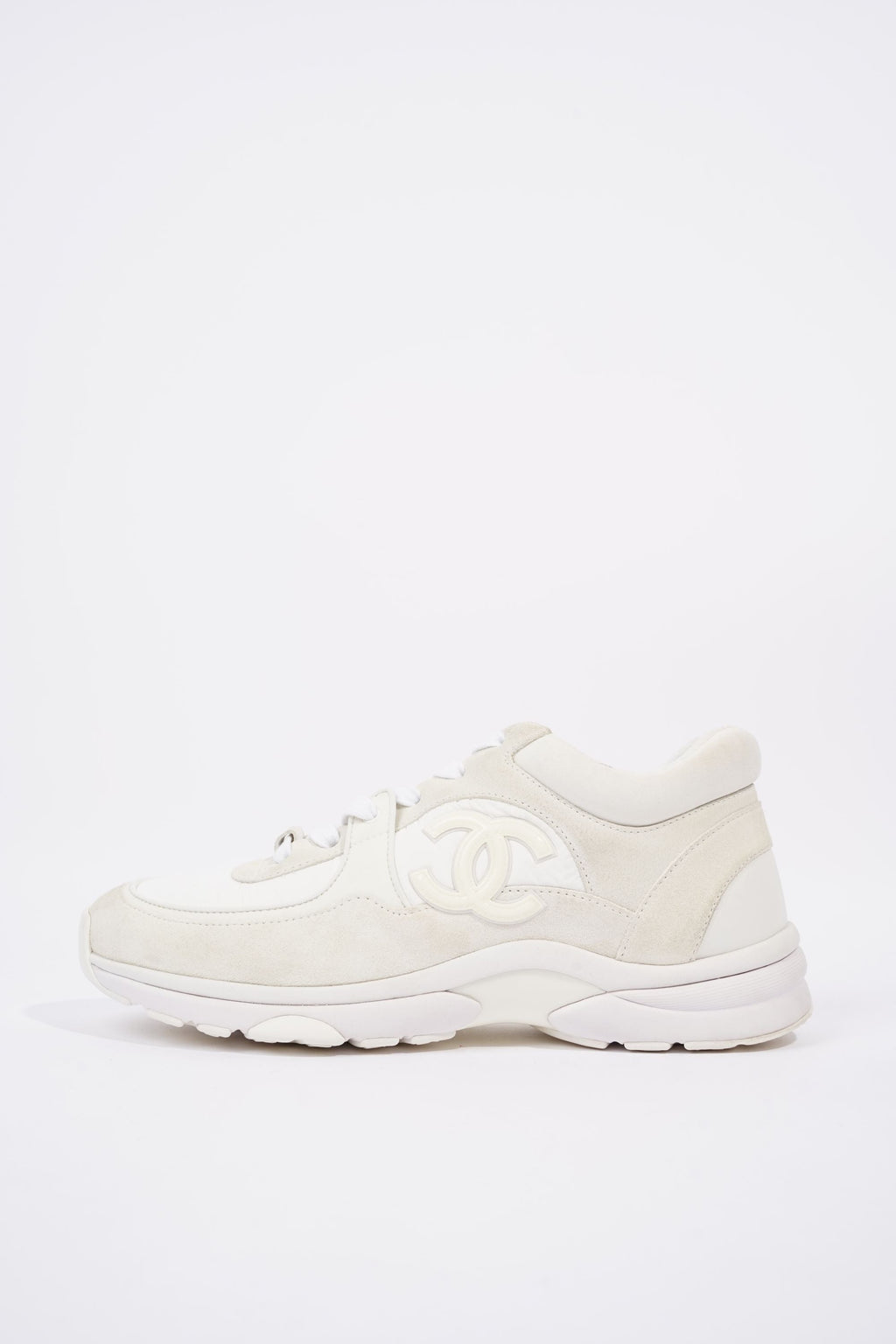 Chanel Womens CC Runners White / Cream EU 38.5 / UK 5.5