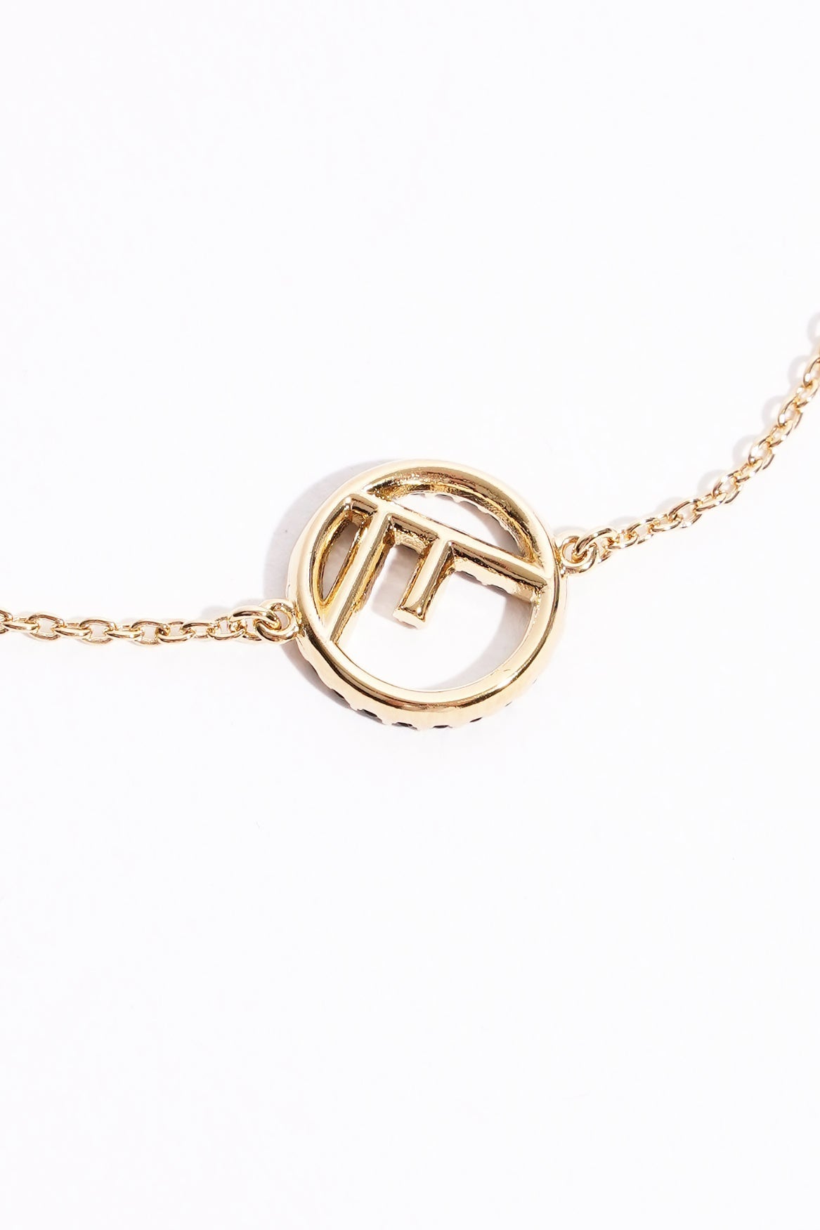 Fendi F Bracelet Golden Finish Metal / Rhinestones