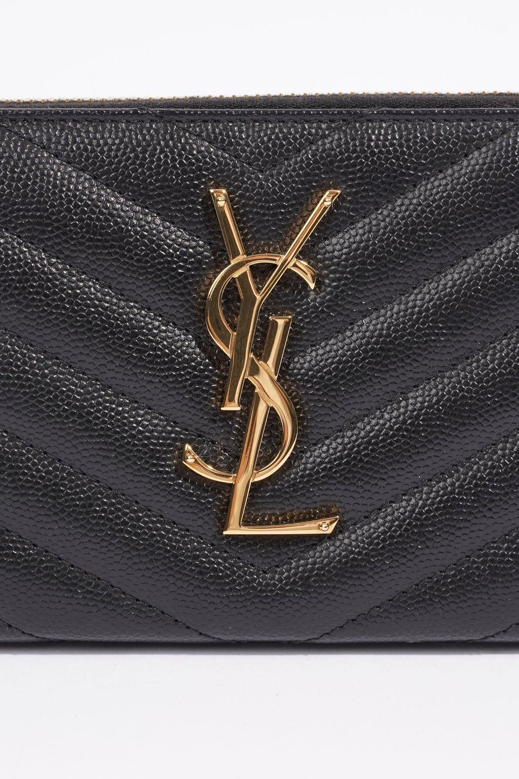 Saint Laurent Cassandre Zip Around Wallet Black Leather Long