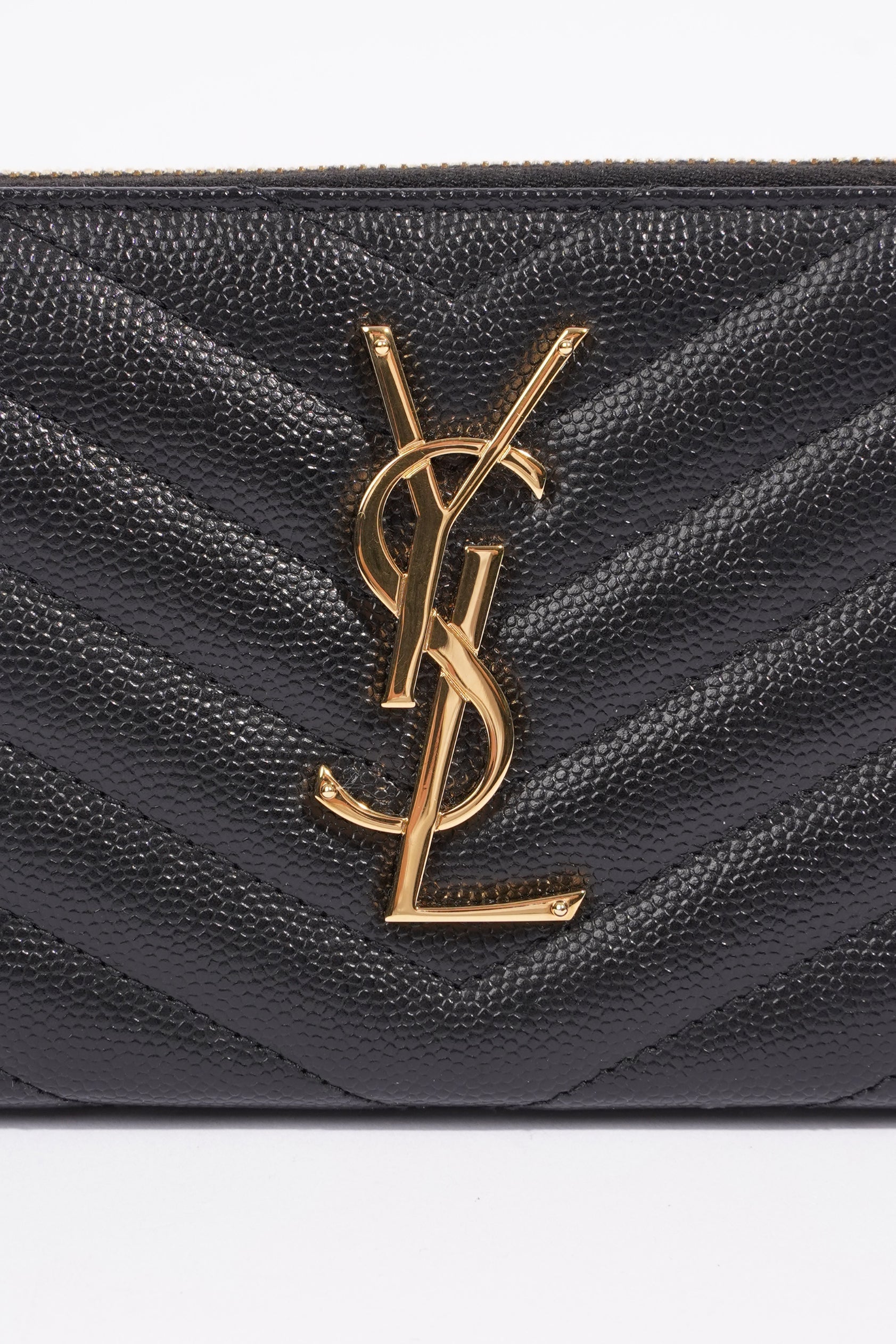 Saint Laurent Cassandre Zip Around Wallet Black Leather Long