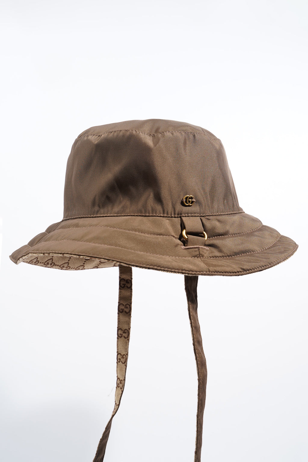 Gucci Womens Reversible Bucket Hat Supreme / Brown Canvas / Nylon Large