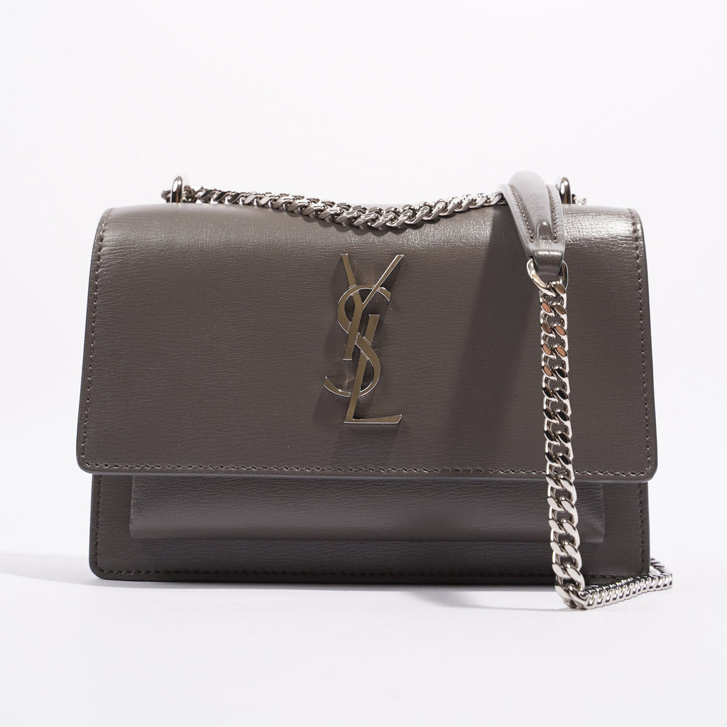 Saint Laurent Sunset Bag Grey Leather Mini