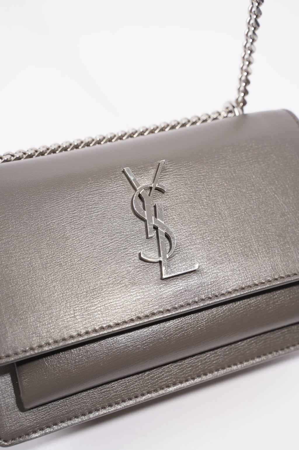 Saint Laurent Sunset Bag Grey Leather Mini