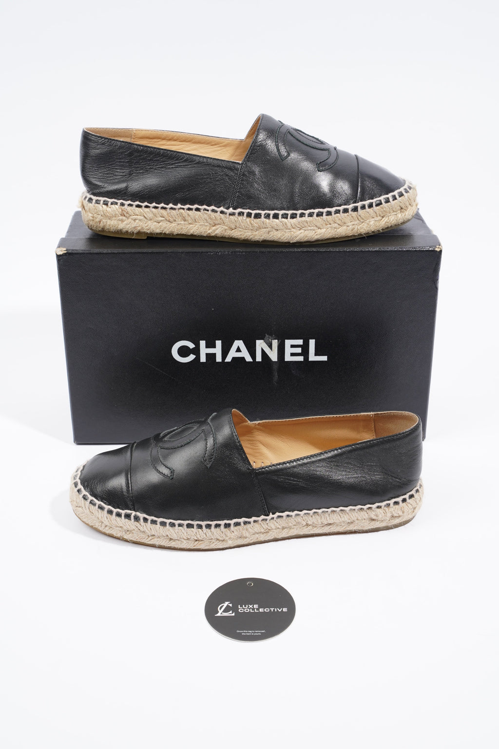 Chanel Espadrilles Black Leather EU 38 / UK 5