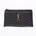 Saint Laurent Cassandre Zipped Pouch Black Leather