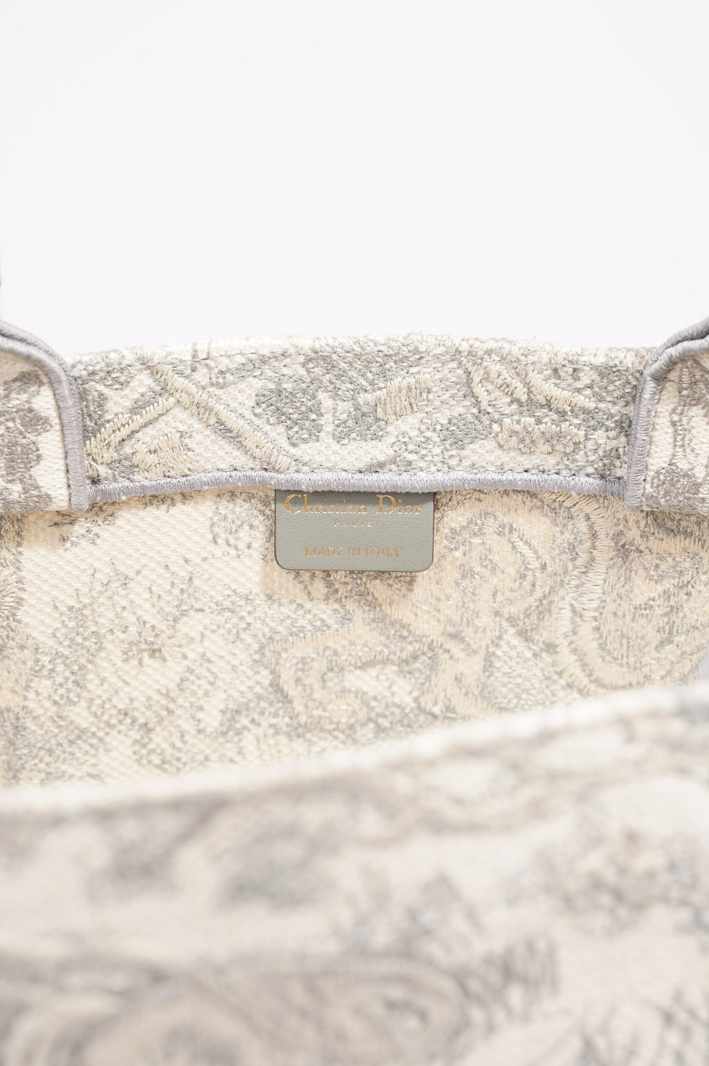 Christian Dior Womens Book Tote Grey Toile De Jouy Grey / White Canvas Large