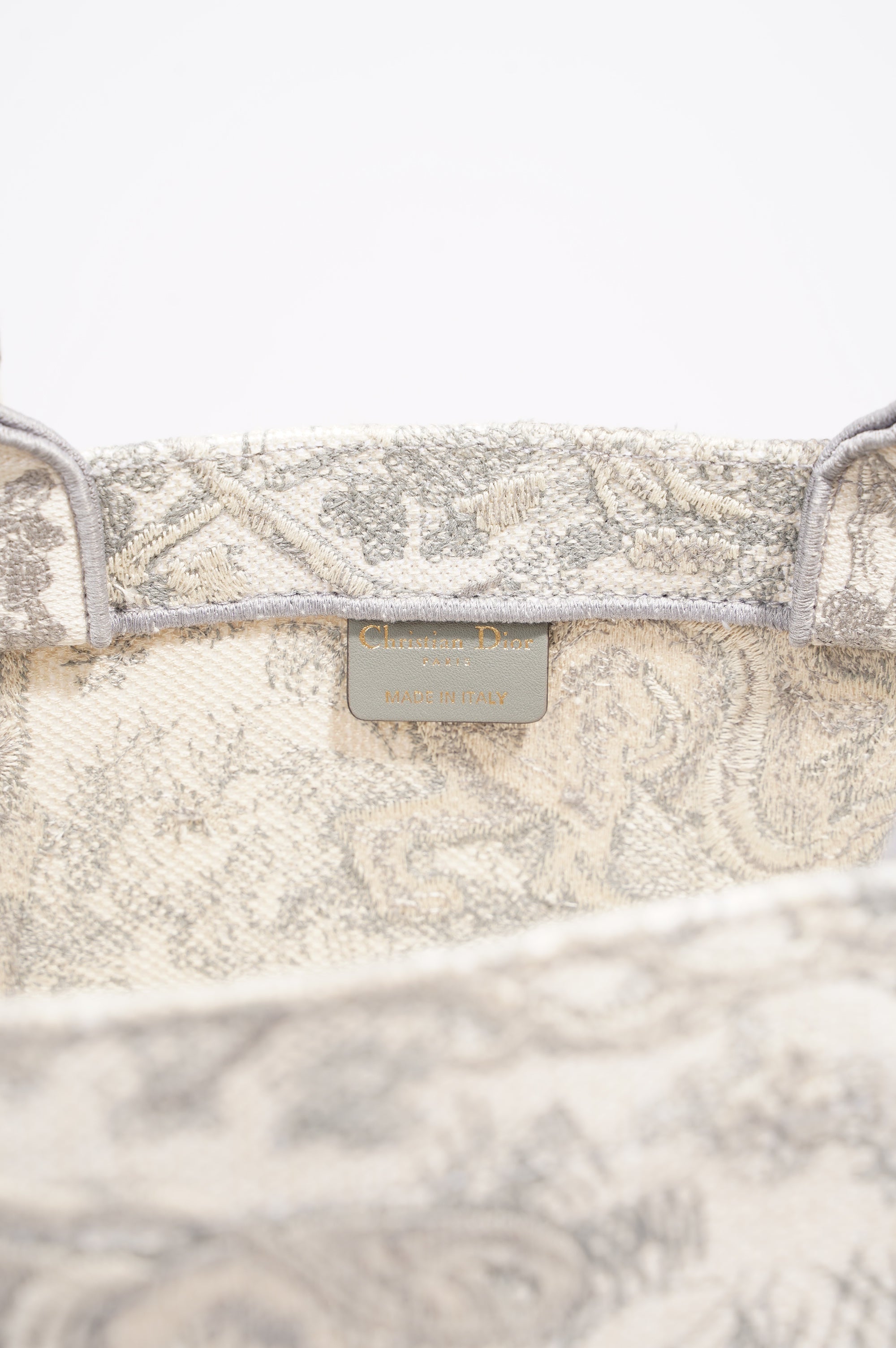 Christian Dior Womens Book Tote Grey Toile De Jouy Grey / White Canvas Large