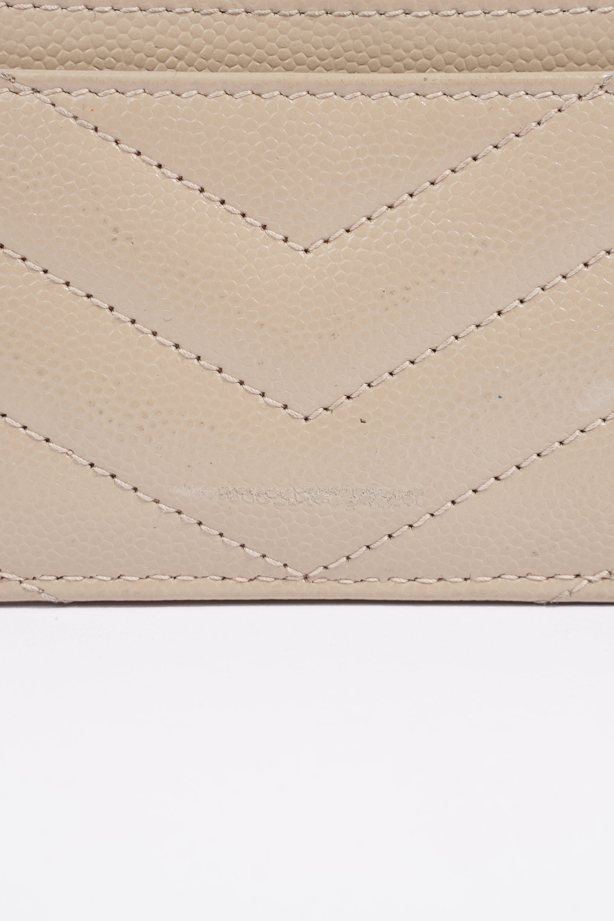 Saint Laurent Womens Card Holder Cream Leather