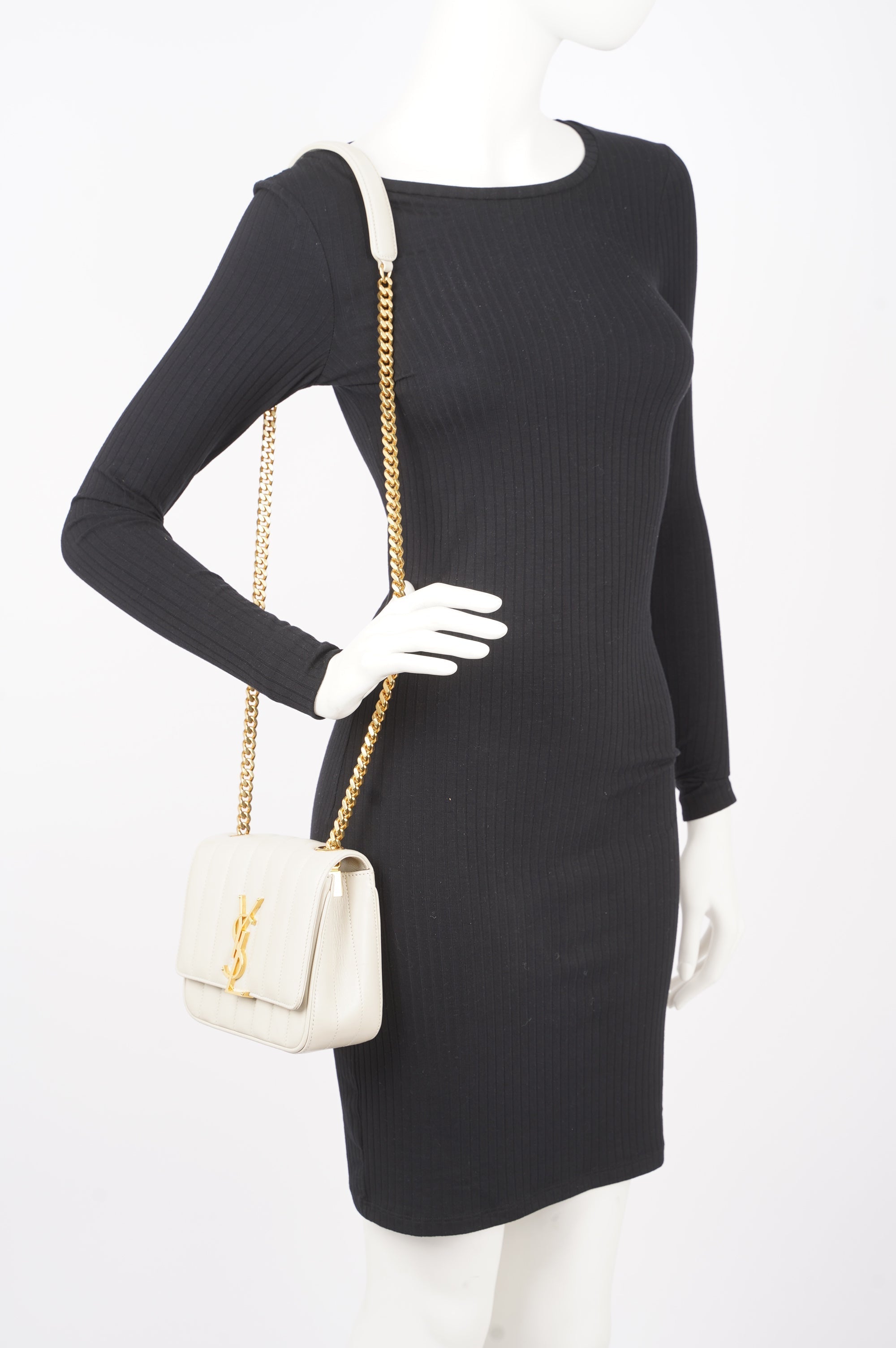 Saint Laurent Womens Vicky Bag White Small