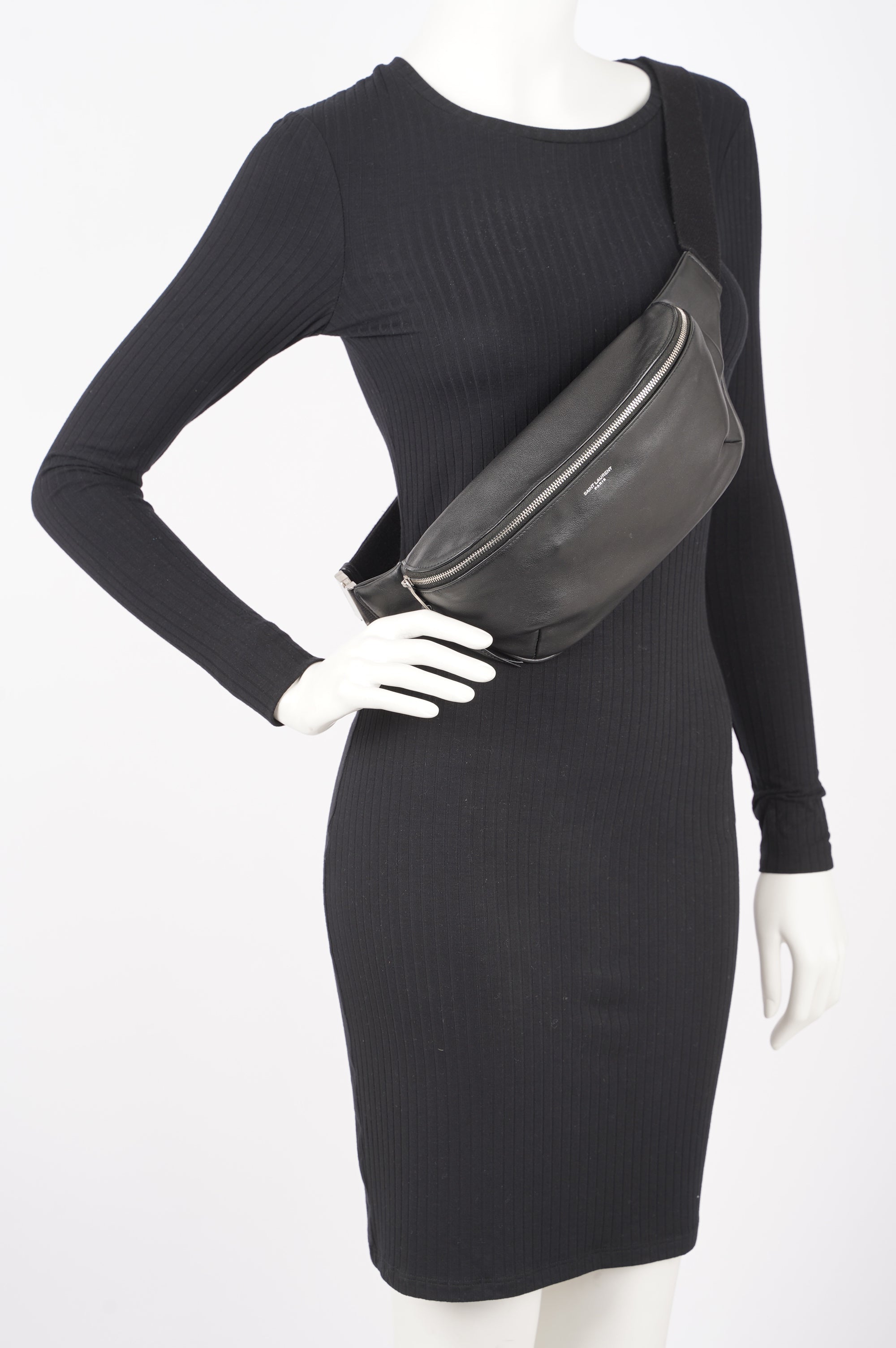 Saint Laurent Womens Leather Belt Bag Black