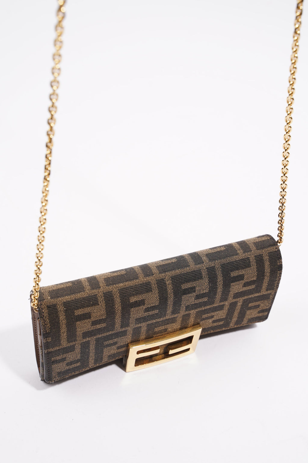 Fendi Womens Continental With Chain Monogram Canvas