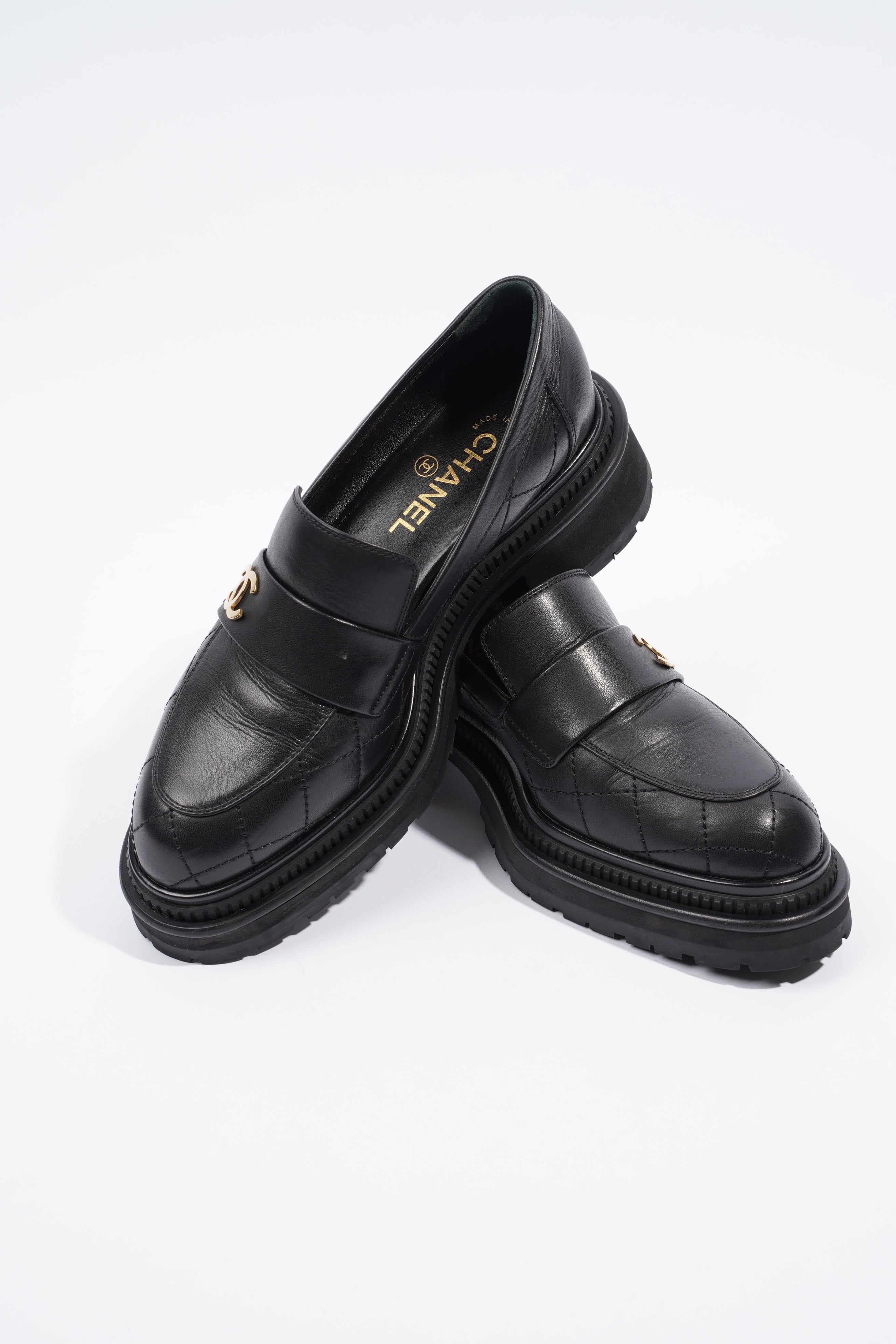 Chanel Moccasins Black Leather EU 38 / UK 5