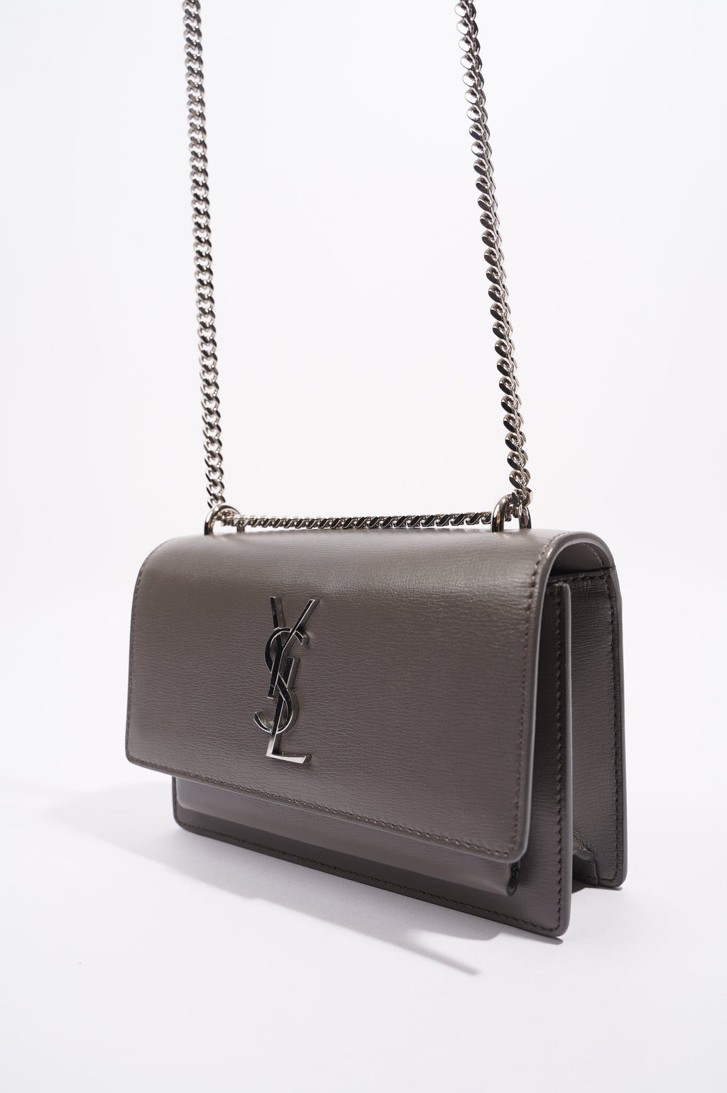 Saint Laurent Sunset Bag Grey Leather Mini
