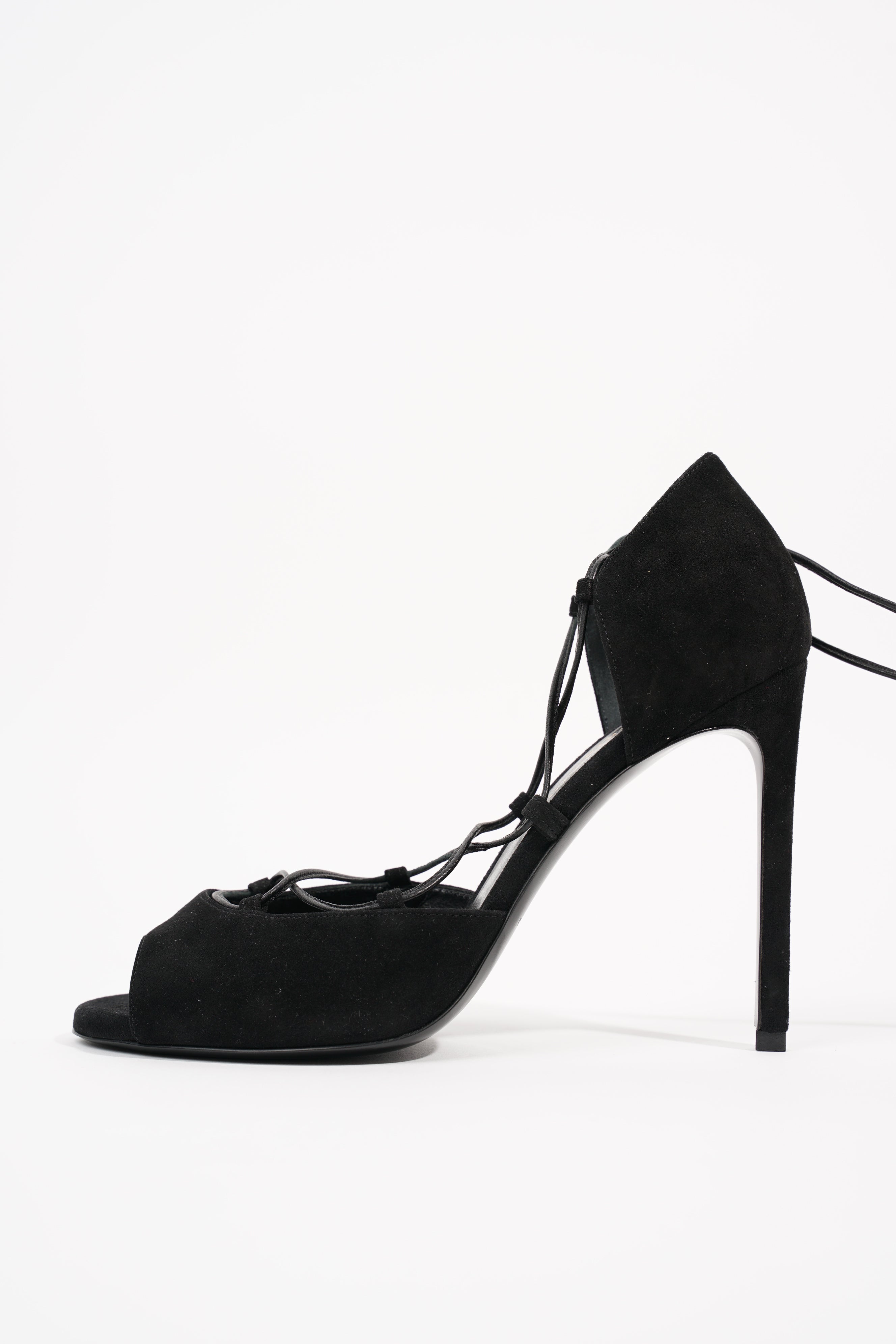 Saint Laurent Womens Strappy Heel Black EU 37 / UK 4