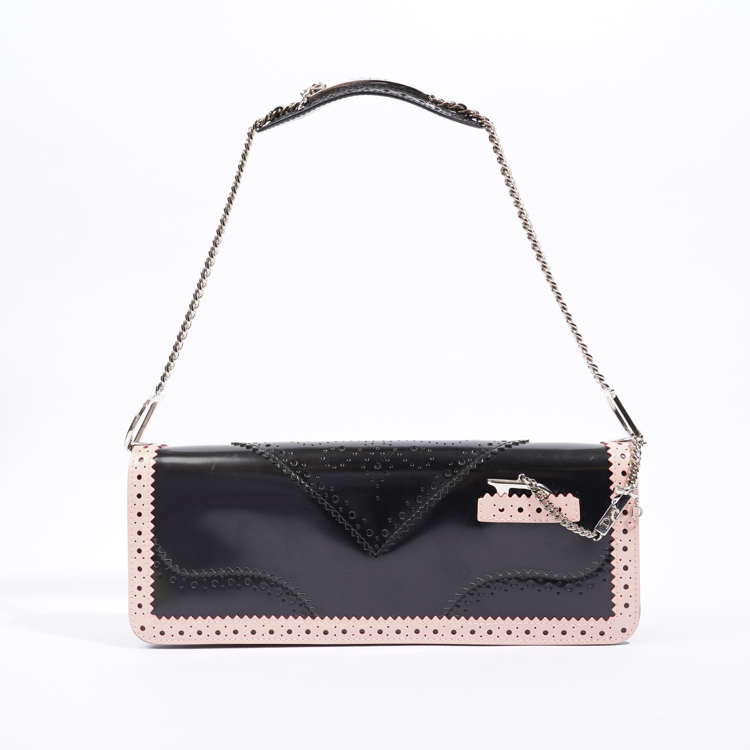 Christian Dior Womens D'Trick Brogue Bag Black / Pink Leather