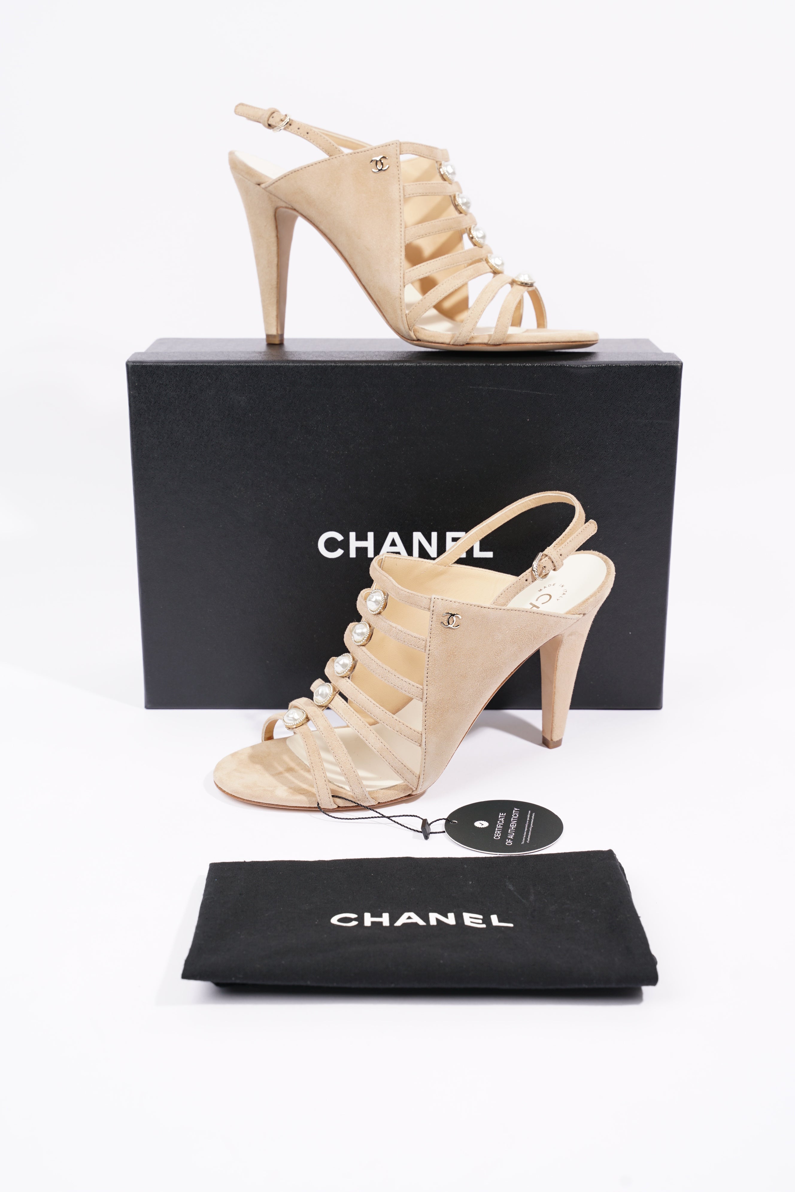 Chanel Womens Suede Sandal Beige EU 39 / UK 6