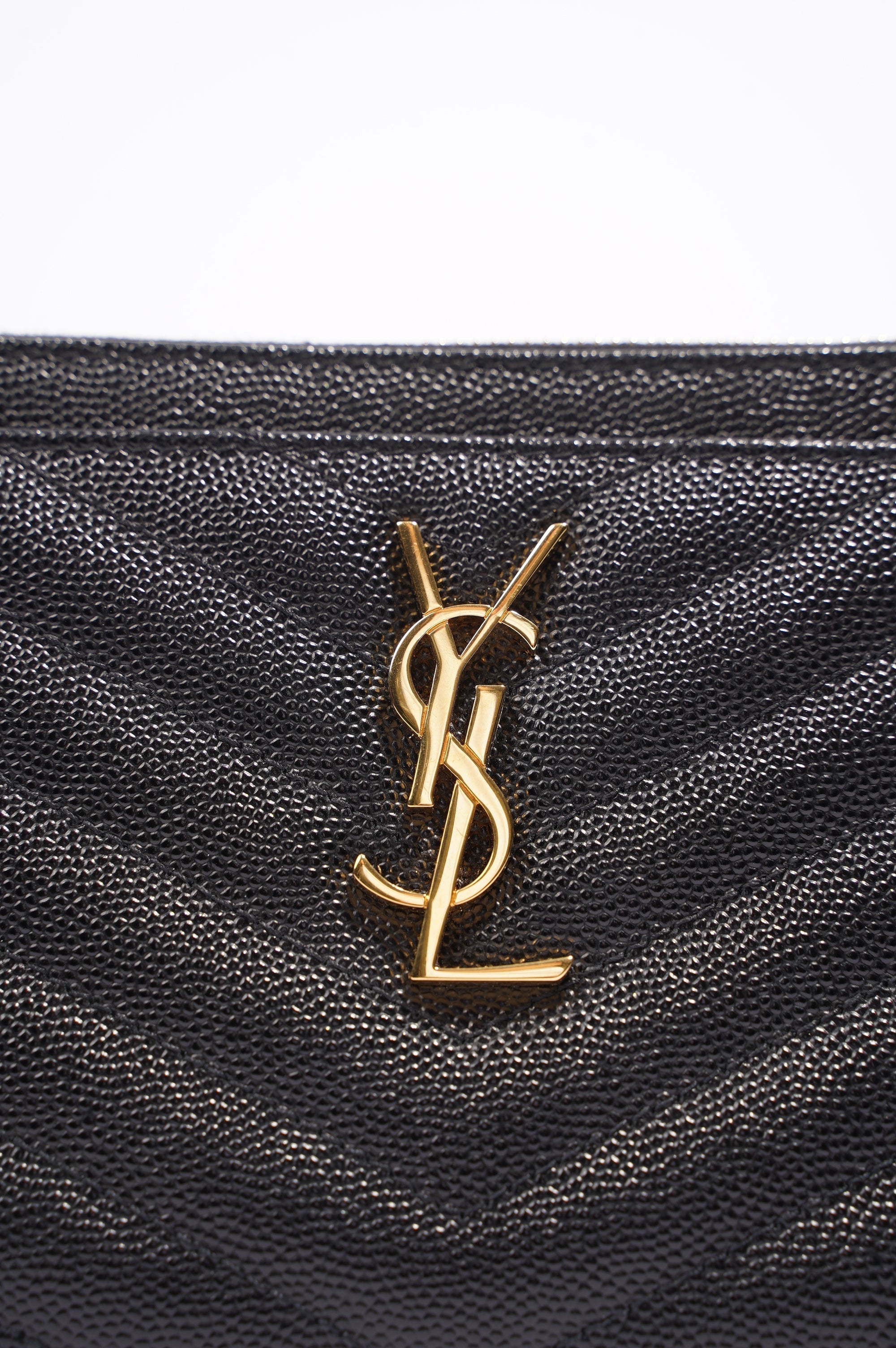 Saint Laurent Cassandre Zipped Pouch Black Leather