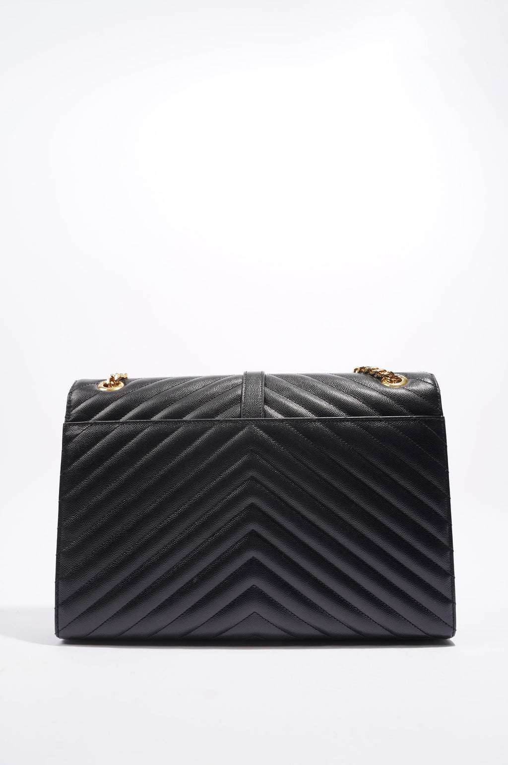 Saint Laurent Womens Envelope Bag Black Leather Large