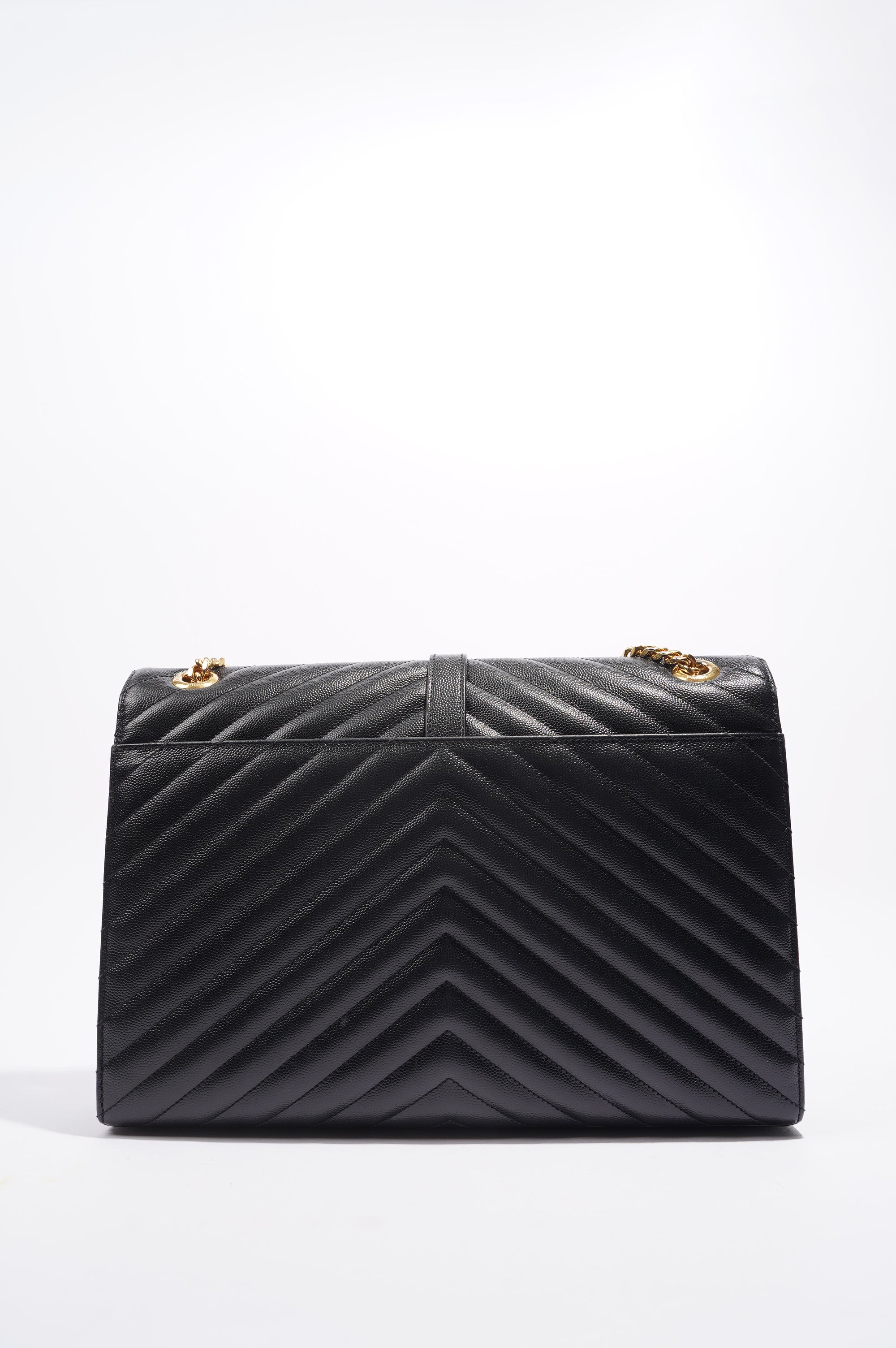 Saint Laurent Womens Envelope Bag Black Leather Large