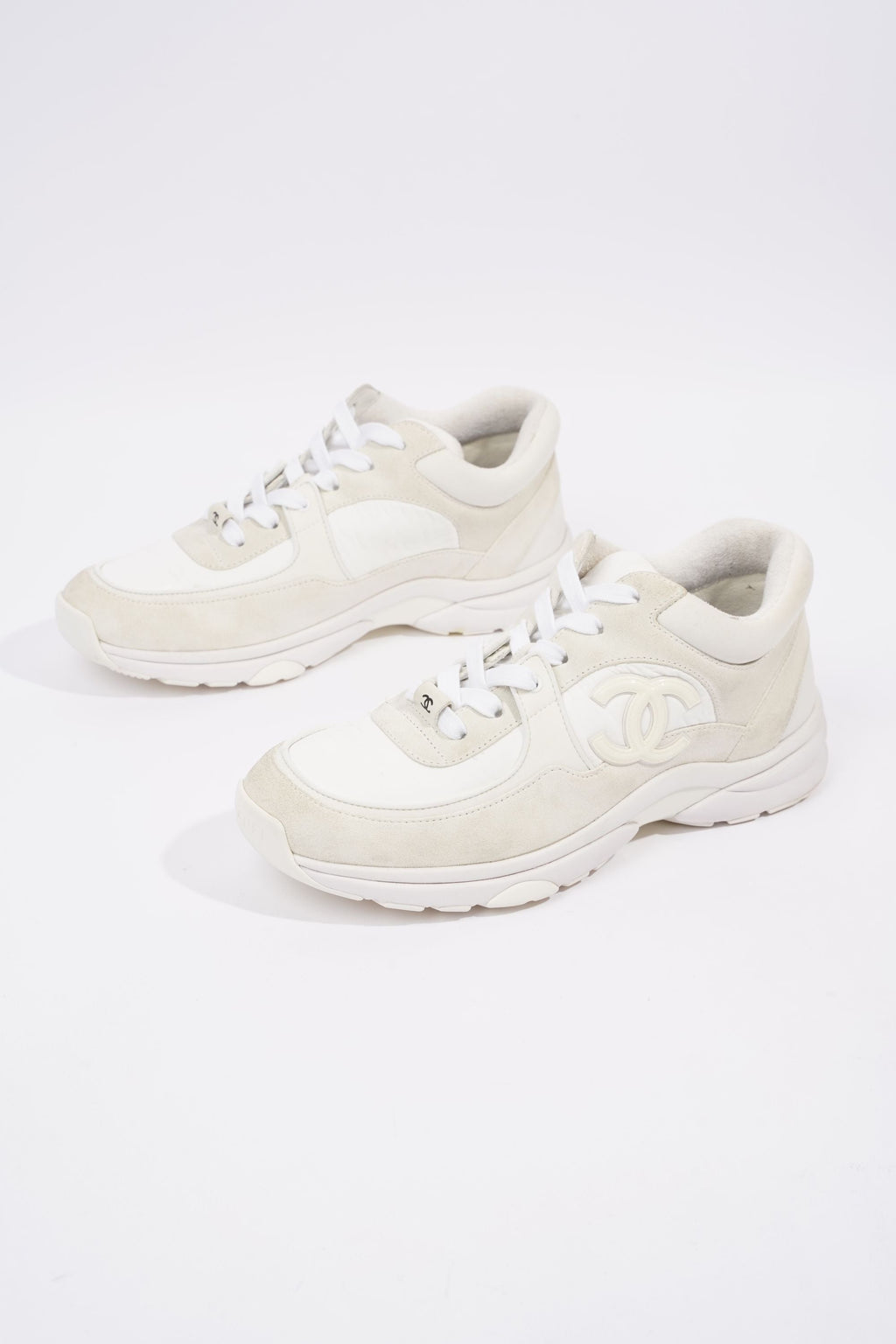 Chanel Womens CC Runners White / Cream EU 38.5 / UK 5.5