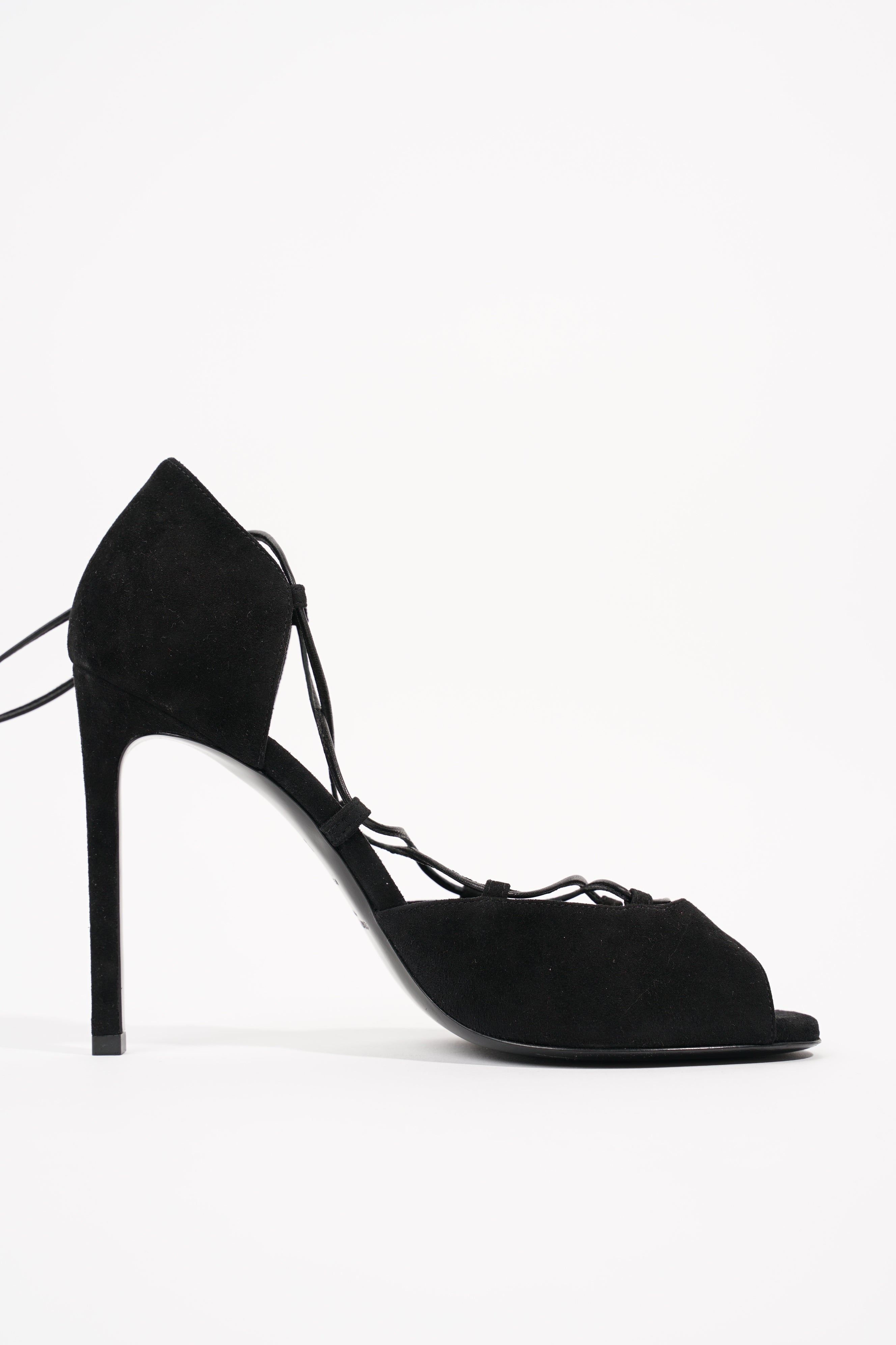 Saint Laurent Womens Strappy Heel Black EU 37 / UK 4