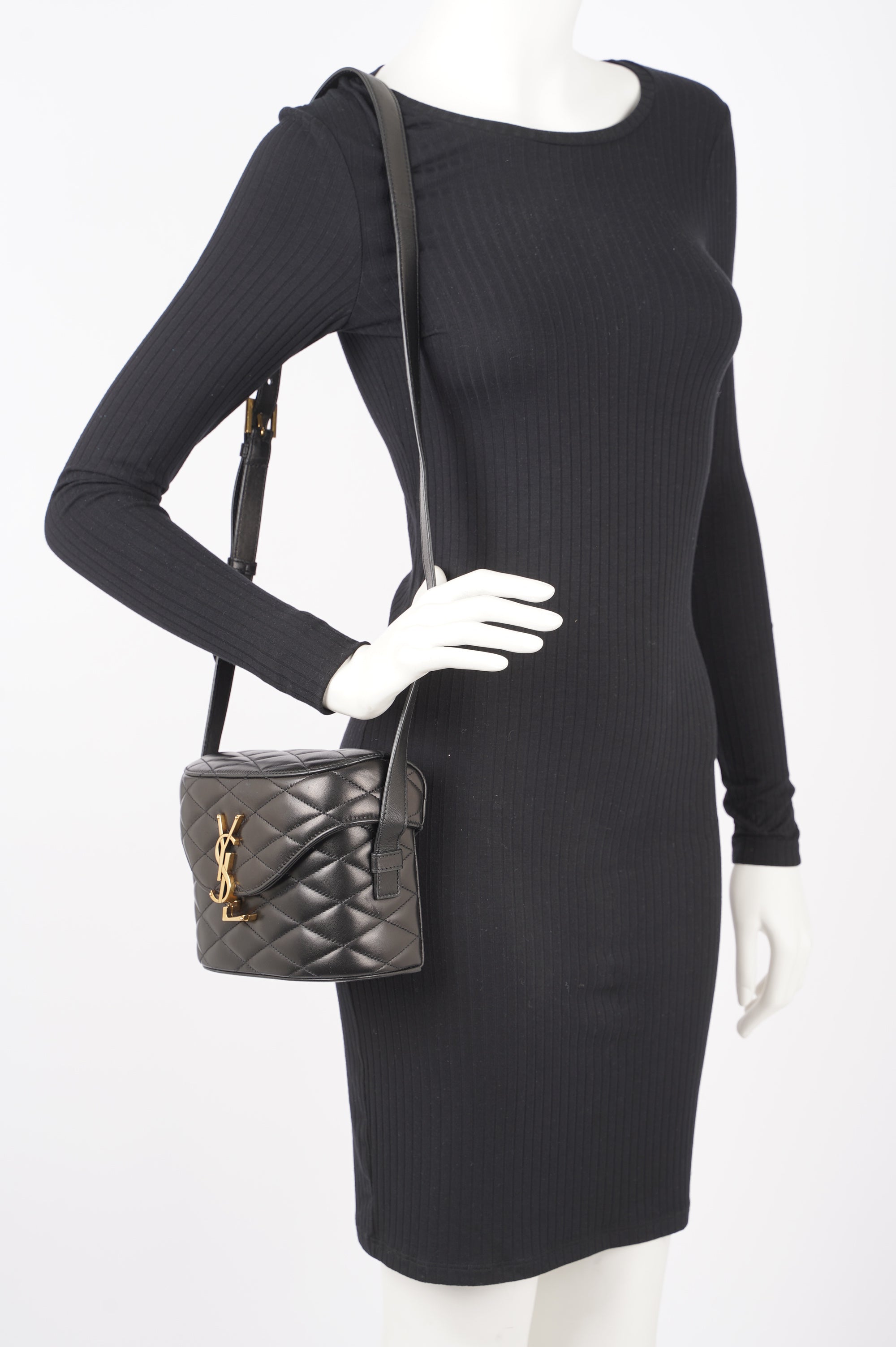 Saint Laurent Womens June Quilted Box Bag Black