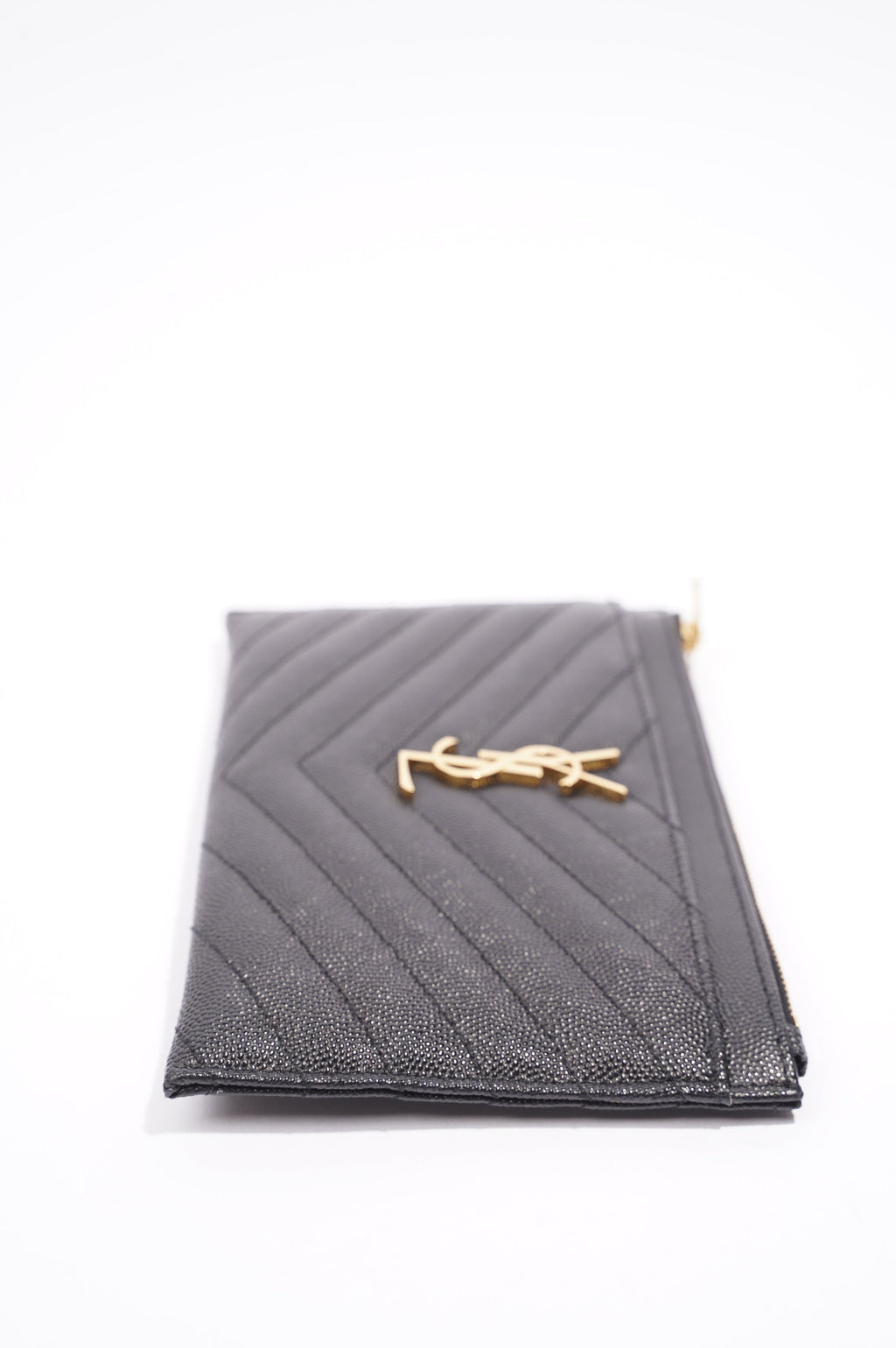 Saint Laurent Cassandre Zipped Pouch Black Leather