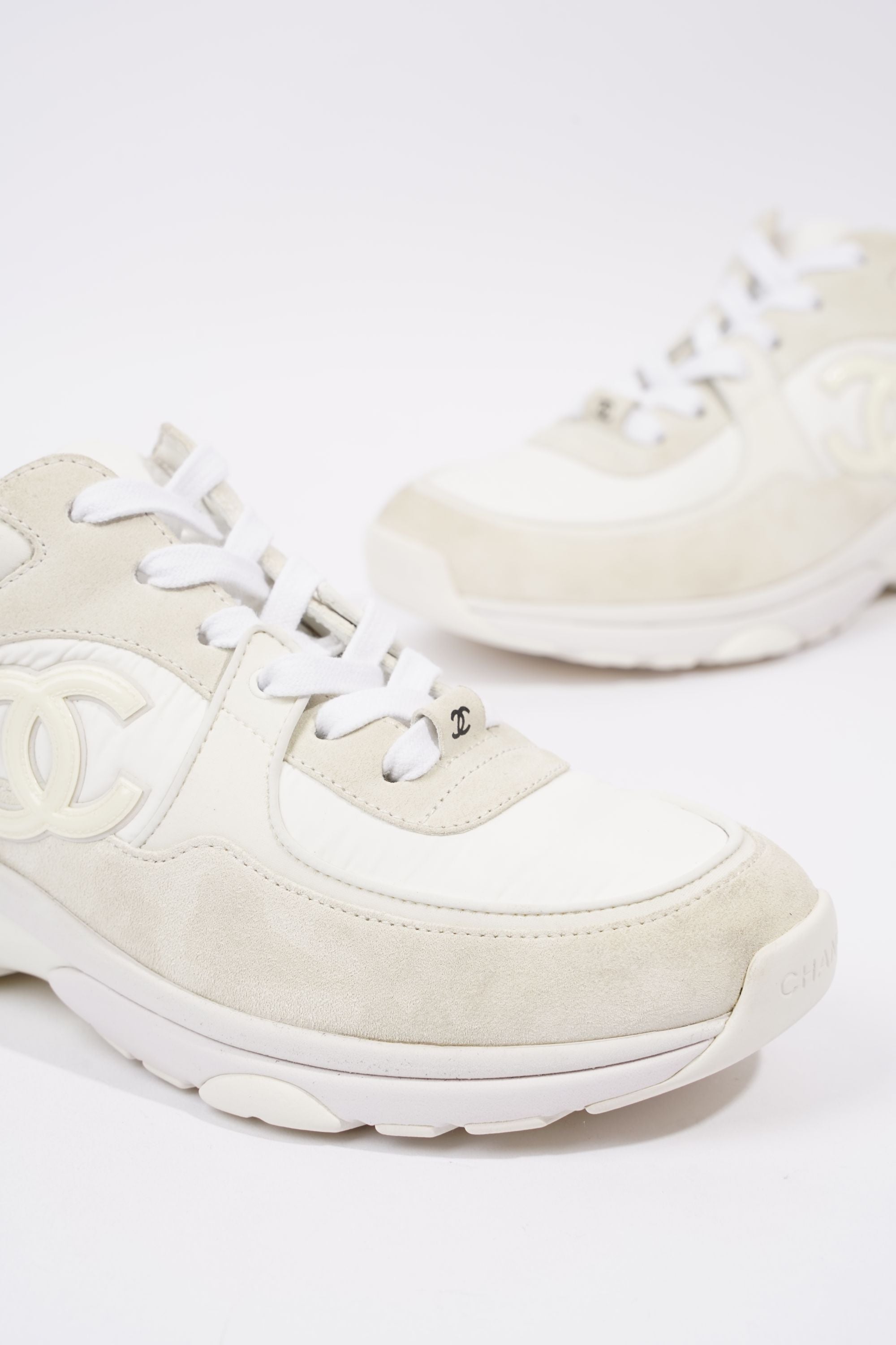 Chanel Womens CC Runners White / Cream EU 38.5 / UK 5.5