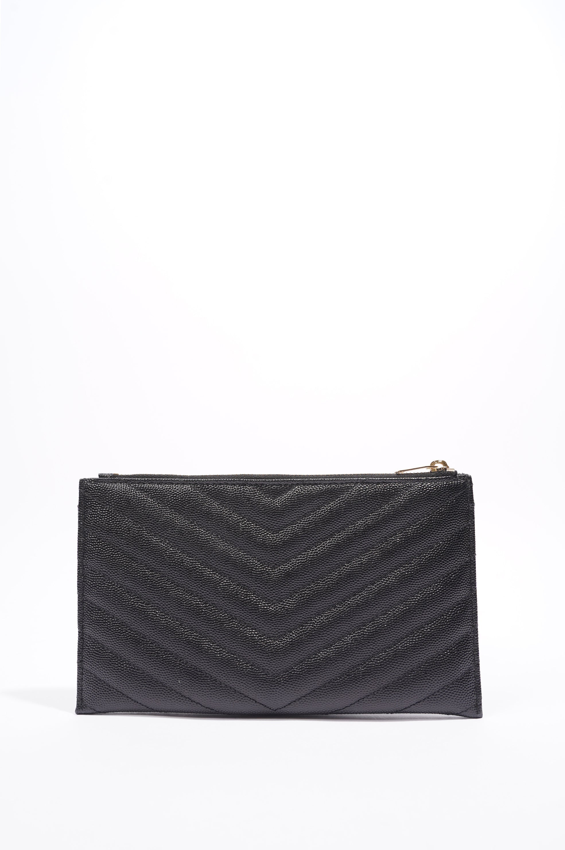 Saint Laurent Cassandre Zipped Pouch Black Leather