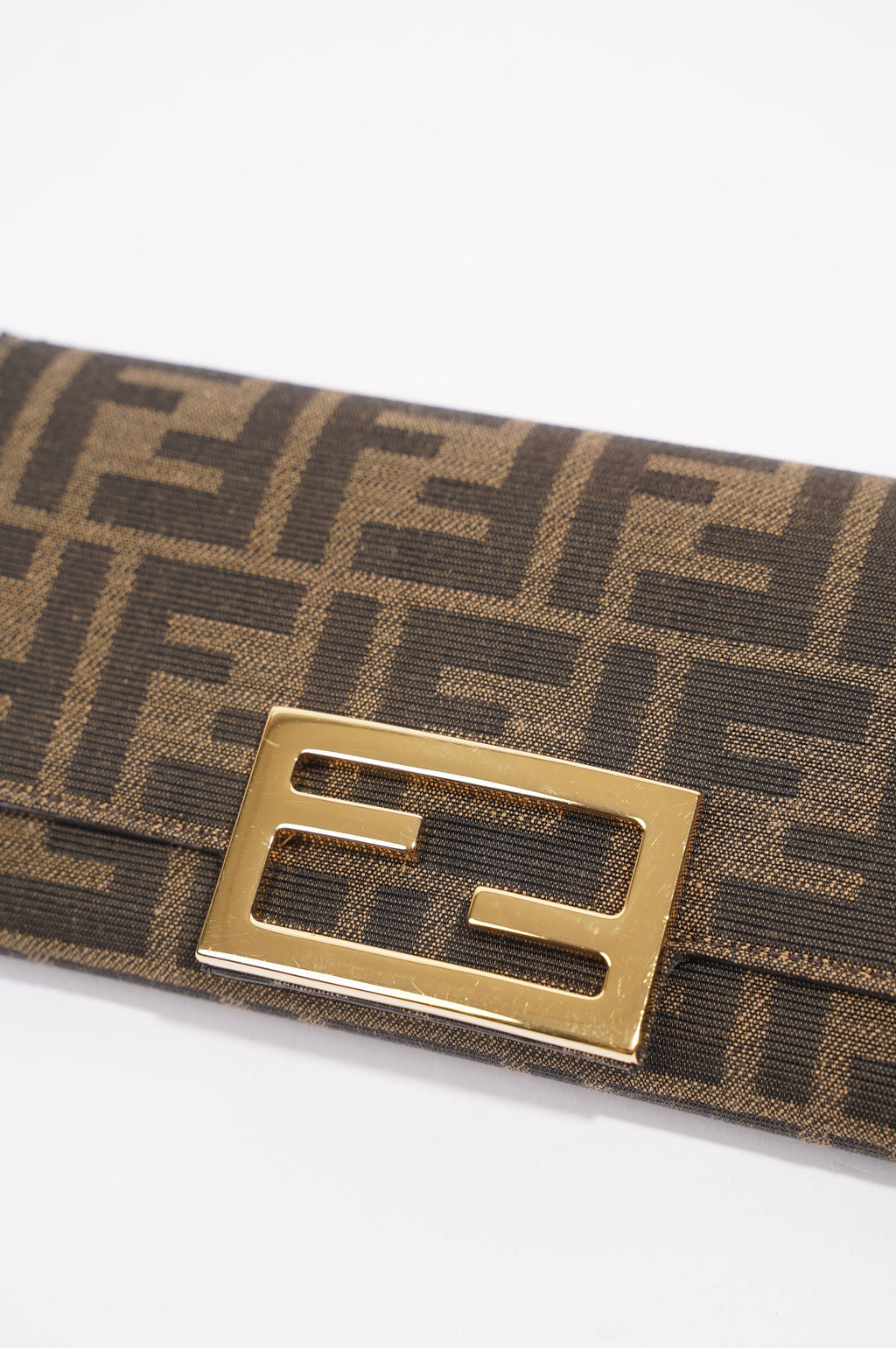 Fendi Womens Continental With Chain Monogram Canvas